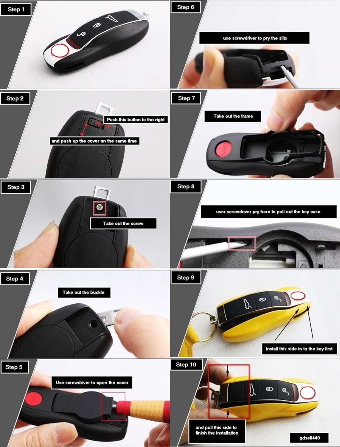 iJDMTOY (1) funda para llave tipo control remoto inteligente, metálica, brillante, que combina a la perfección, para Porsche Cayenne Panamera Macan
