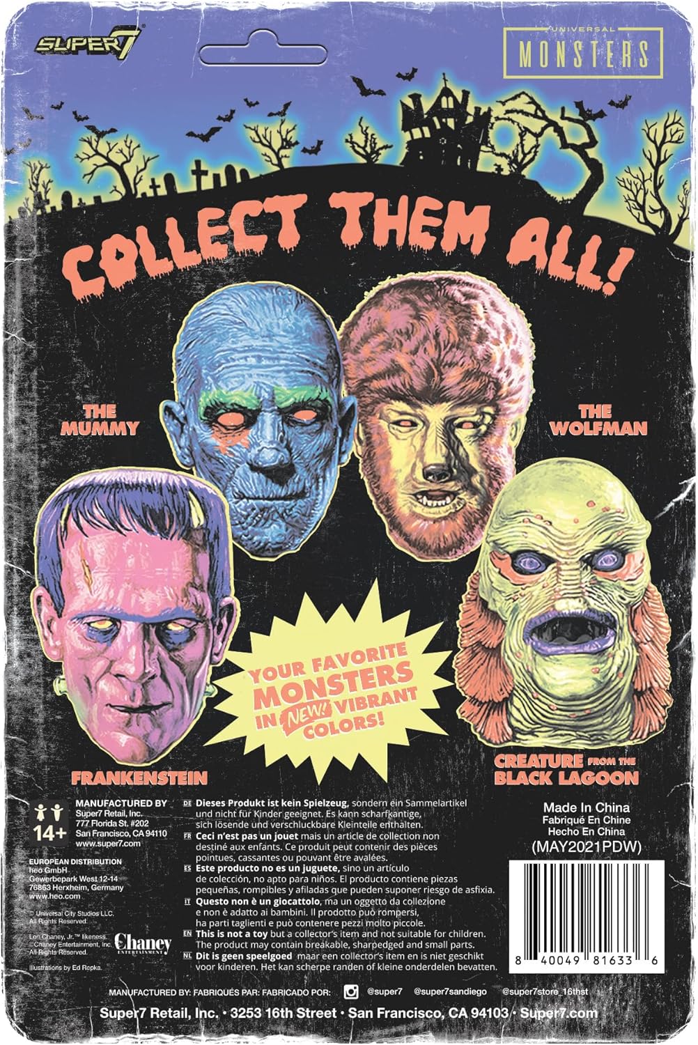 Super7 Universal Monsters The Wolf Man (colores de disfraz) – Figura de acción universal de películas de monstruos de 3.75 pulgadas, coleccionables
