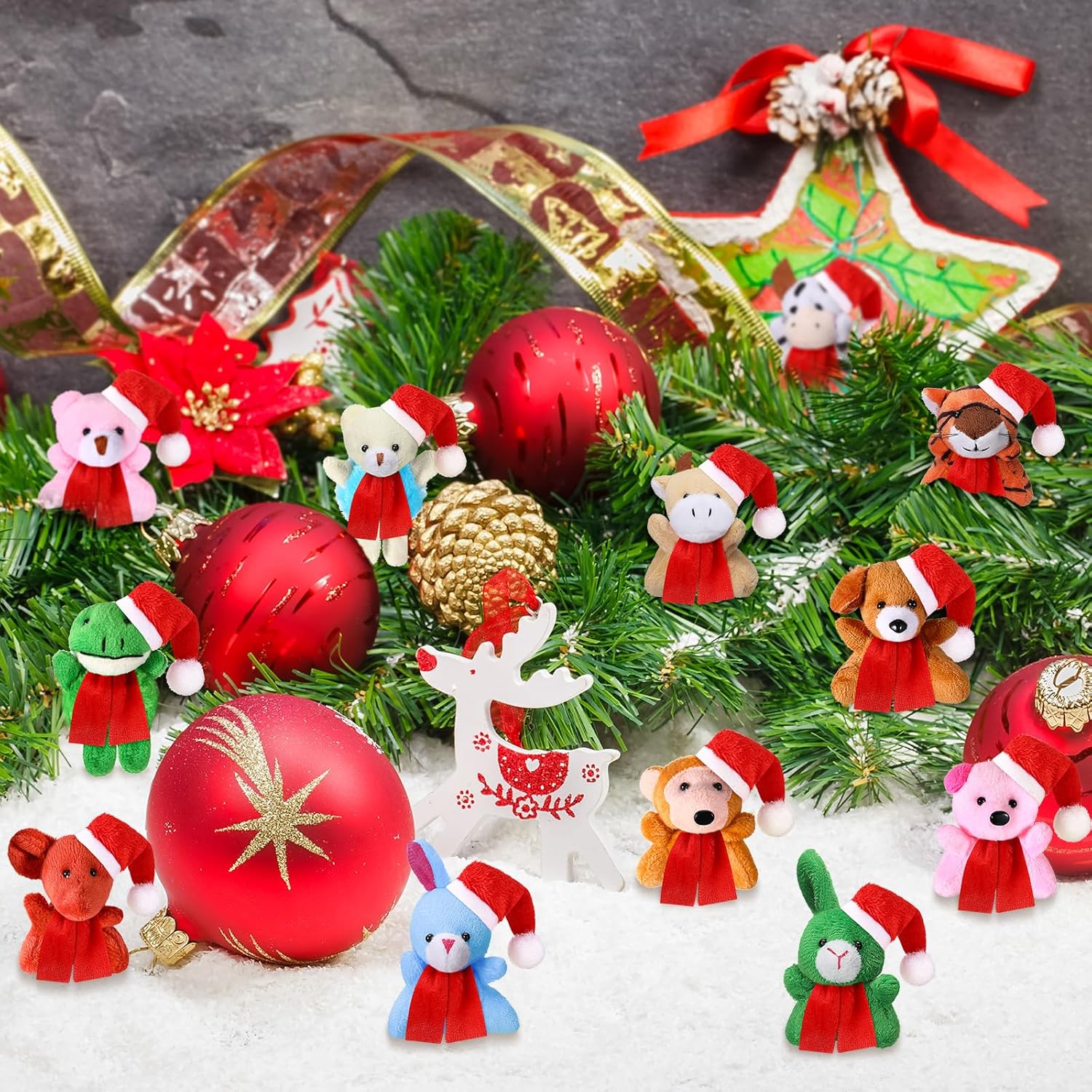 100 piezas de mini animales de peluche a granel, juguetes de animales pequeños a granel, llavero, decoración de fiestas, rellenos de huevos de
