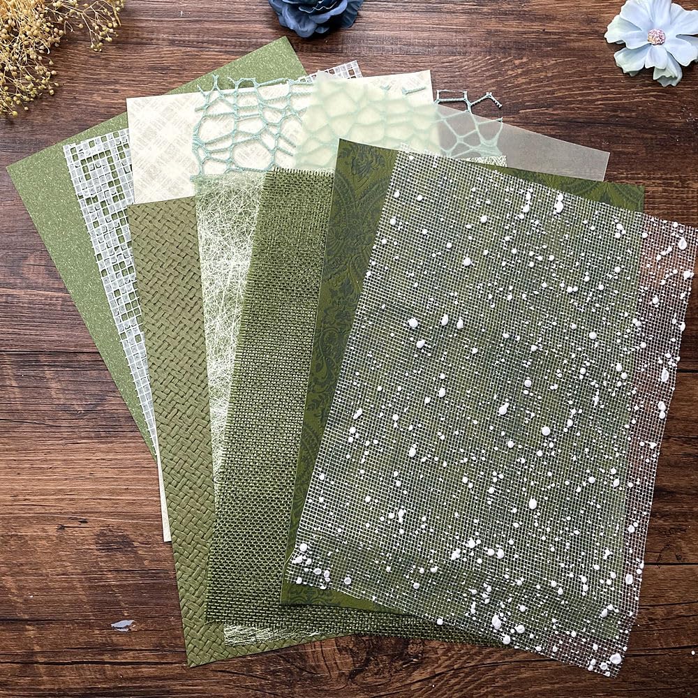 10 piezas de papel texturizado de papel de recortes, hojas A5 hechas a mano, mezcla de tela de punto de nieve, papeles especiales para álbumes de