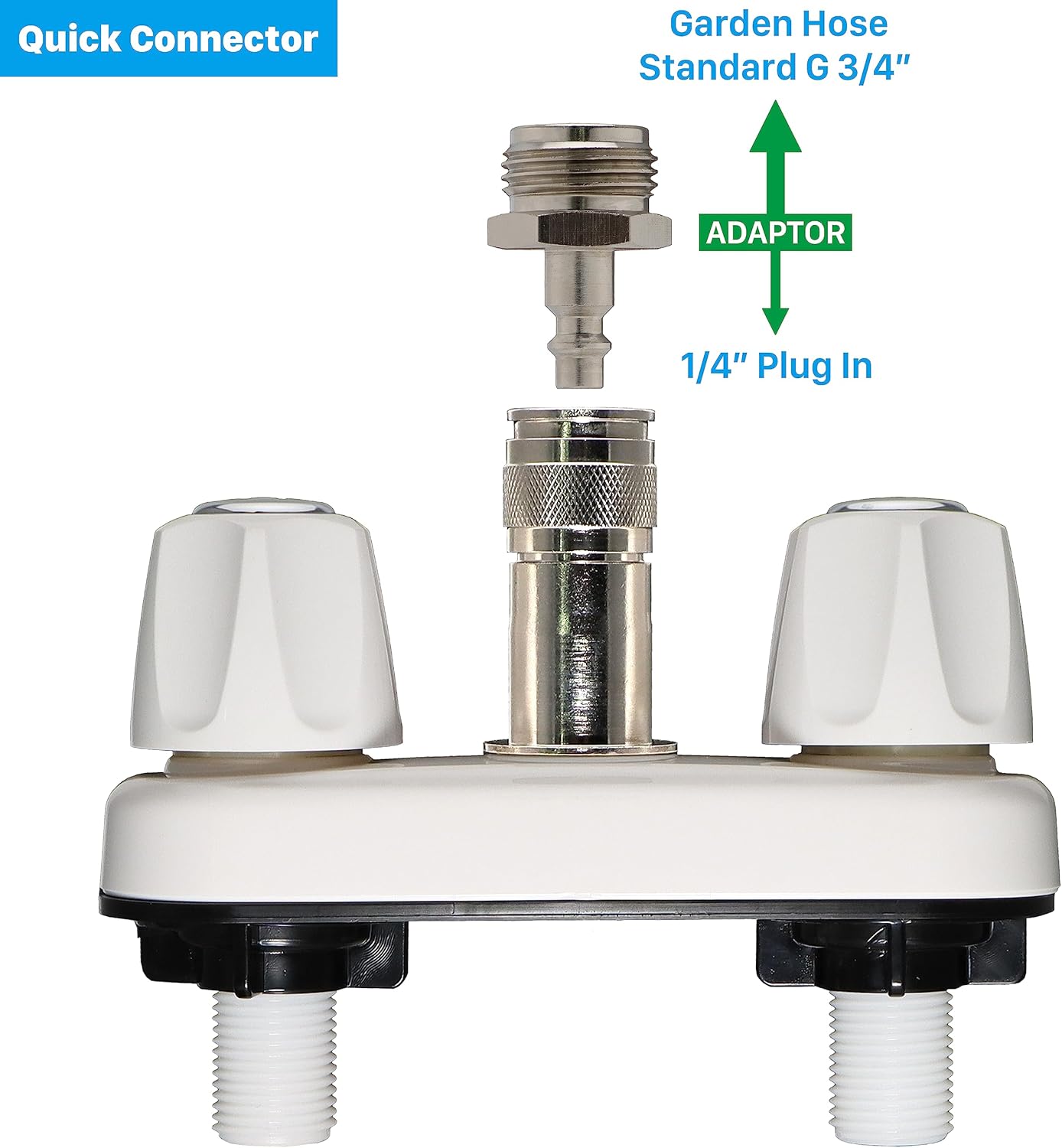 Grifo de conexión rápida para RV, Manguera de agua para cámper Reemplazo del grifo de la ducha, Grifo de conexión rápida exterior de RV, Kit de