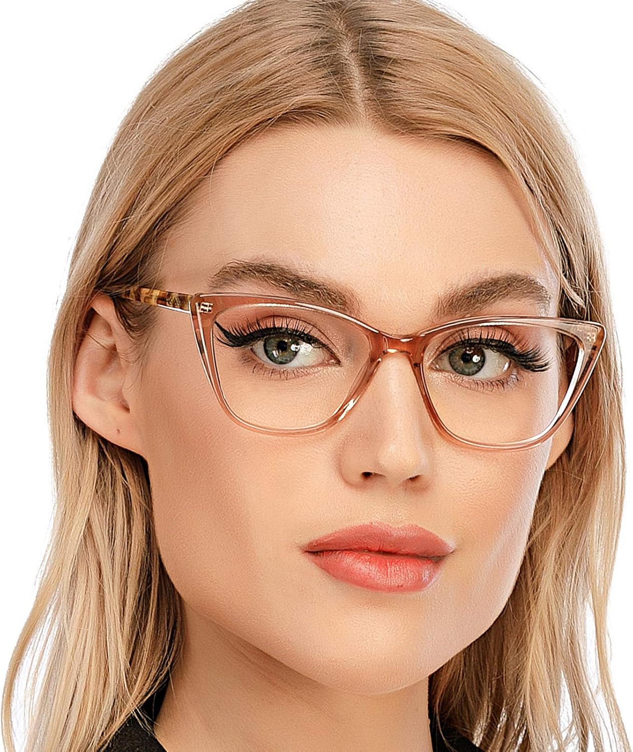 AQWANO Gafas de lectura con bloque de luz azul para mujer, diseño de ojo de gato, 1.25, elegante, de gran tamaño, antirreflejos, filtro de rayos UV,