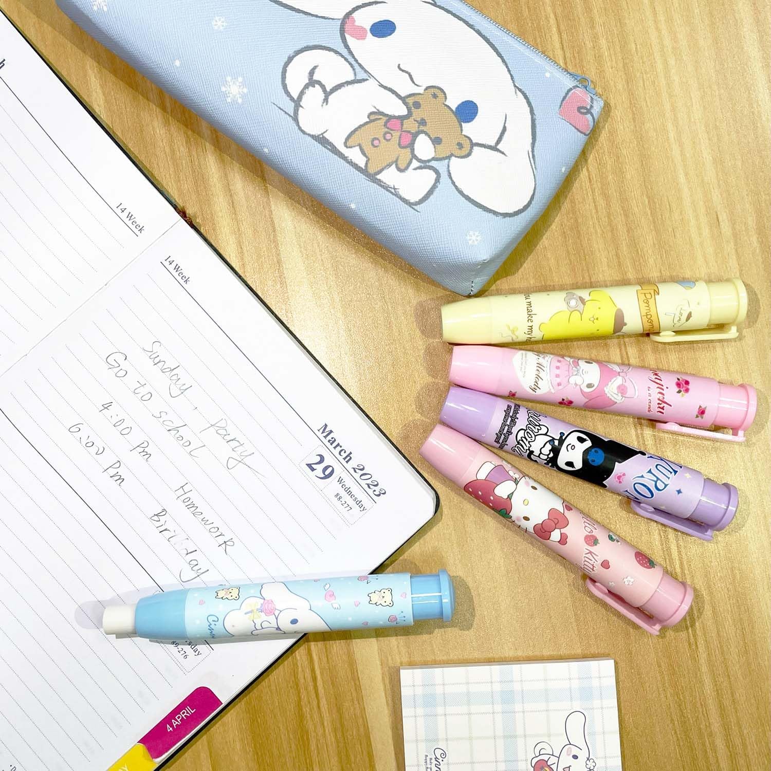 5 unidades de borradores lindos para niños, borradores Kawaii para la escuela, borradores retráctiles para el regreso a la escuela, suministros