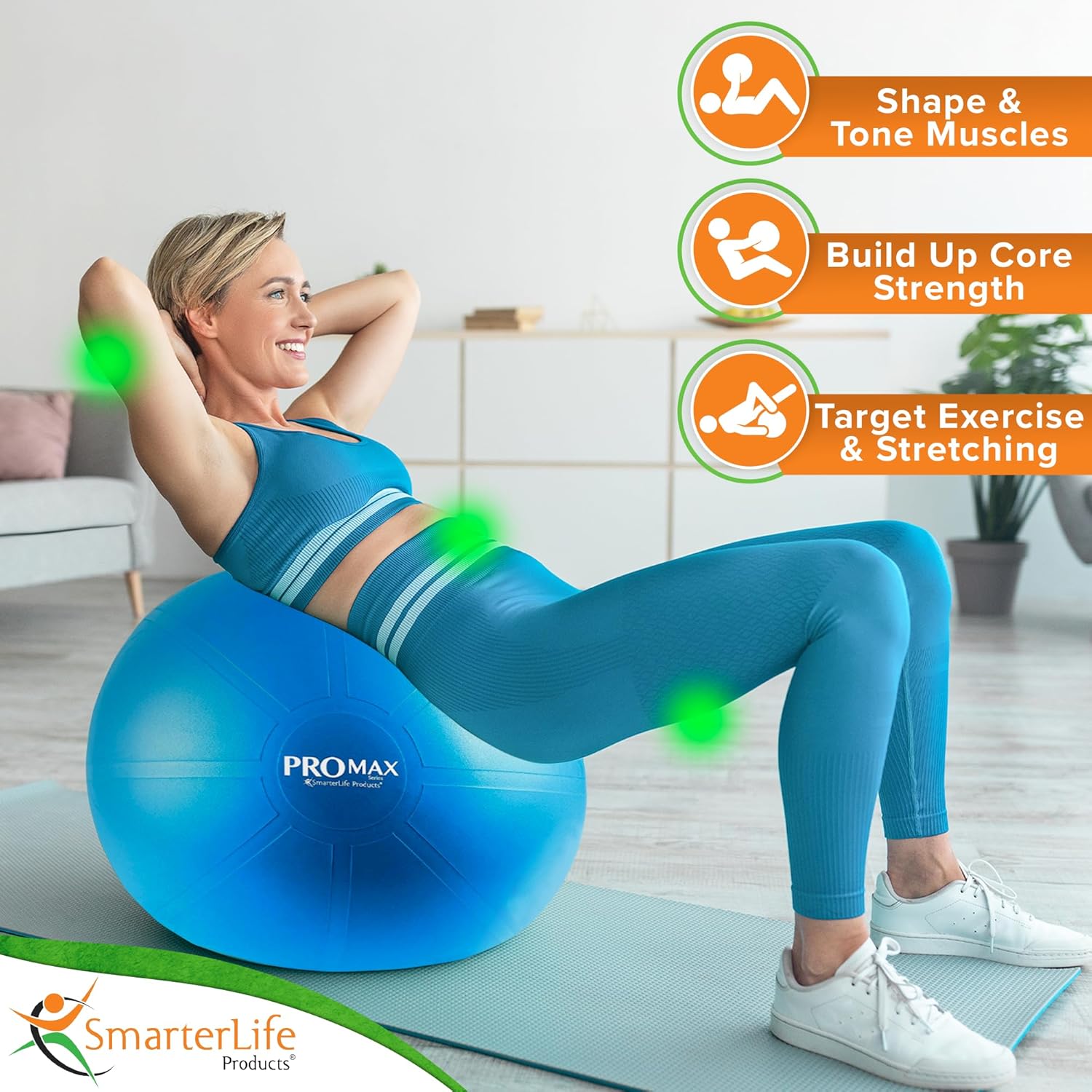 SmarterLife PRO MAX – Pelota de ejercicio de entrenamiento para fitness, yoga, equilibrio, estabilidad o pelota de nacimiento para embarazo y parto,