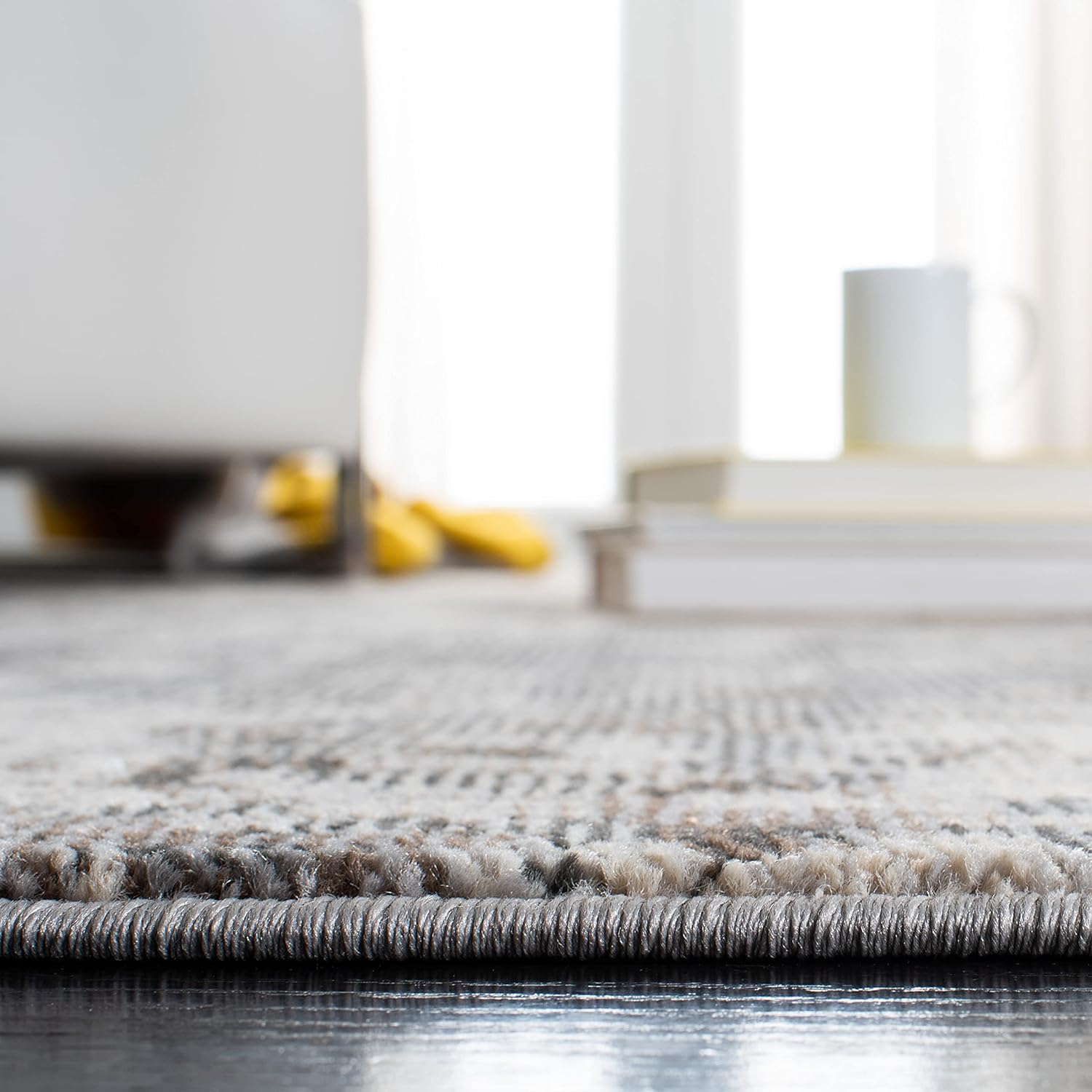 Safavieh MAD425G Madison Collection Alfombra de área de 10′ x 14′, gris y beige, diseño abstracto bohemio, no desprende pelusa, para áreas de alto