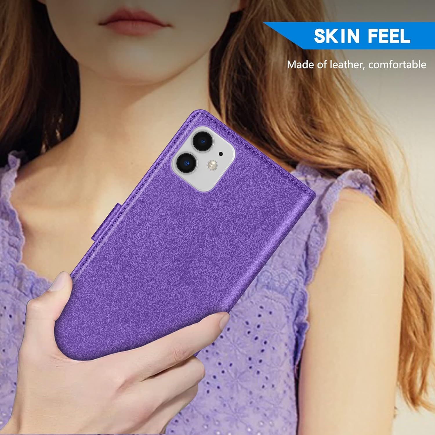 ZZXX Funda tipo cartera para iPhone 11 con bloqueo RFID, ranura para tarjetas, función atril, cierre magnético, funda protectora de cuero para