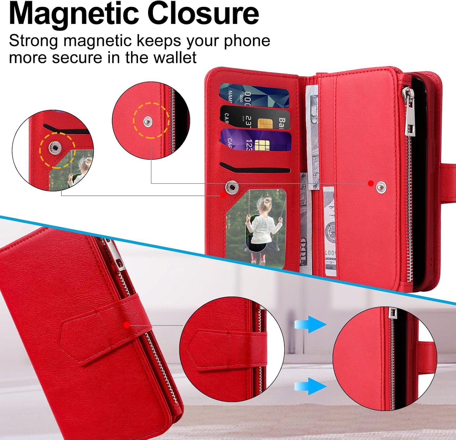 Funda para Galaxy A32 5G, 2 en 1 magnética desmontable a prueba de golpes, funda de piel sintética con ranura para tarjeta para Samsung Galaxy A32