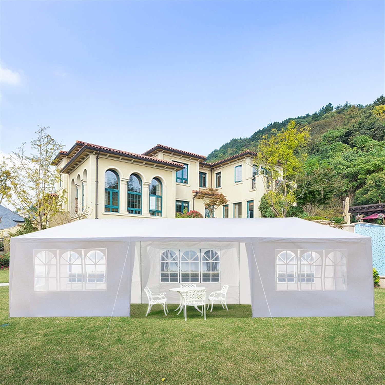 Tienda de campaña al aire libre, 10 x 30 pies, tienda de campaña para fiestas, patio, toldo al aire libre, impermeable, carpa resistente para boda,