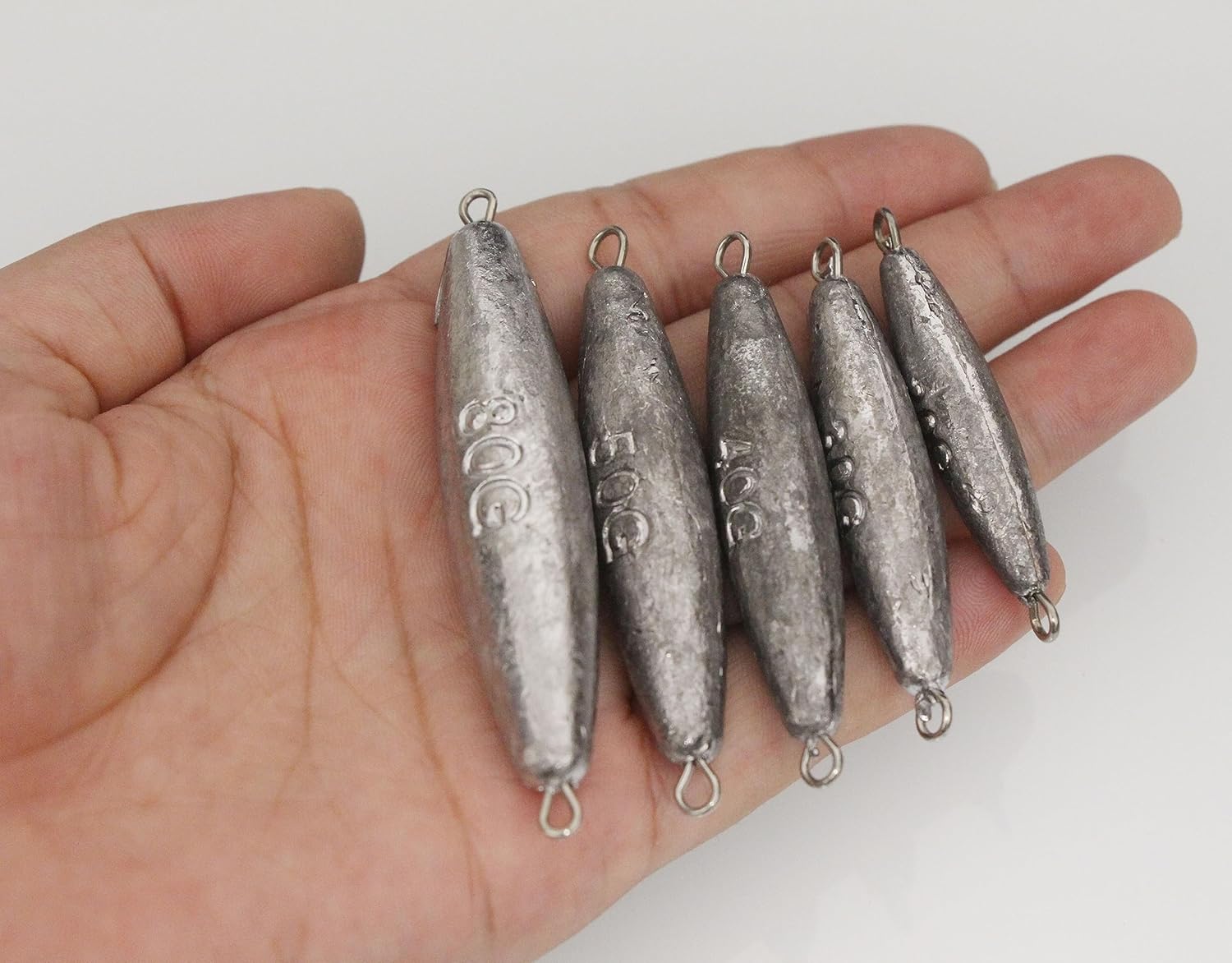 Kit de plomos de arrastre en línea, pesos de pesca de plomo de doble anillo, bala de plomoplomizo de oliva para pesca de agua salada y agua dulce