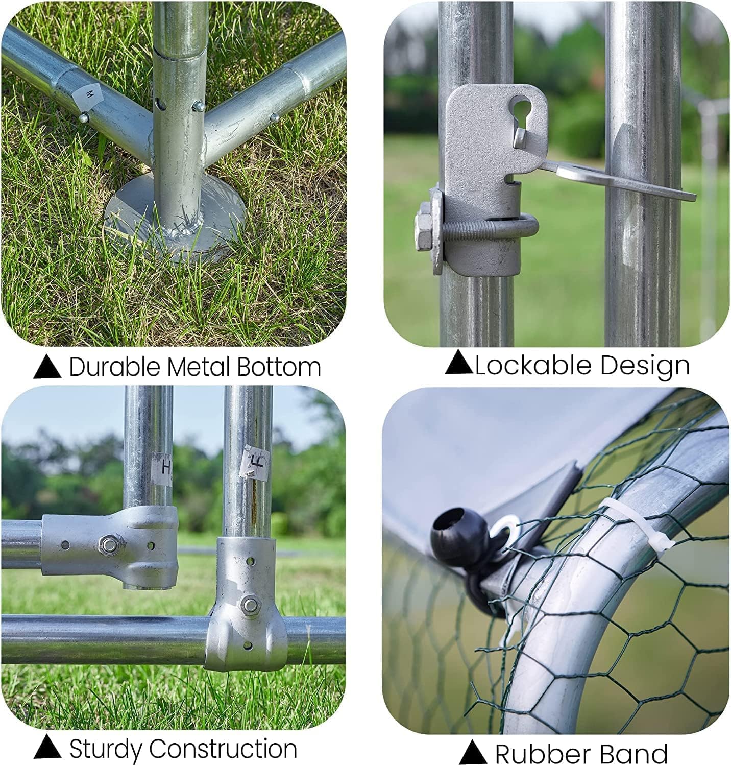 HITTITE Chicken Coop Run – Gallinero grande de metal, jaula de gallinero para caminar al aire libre, resistente en forma de espiro, con cubierta