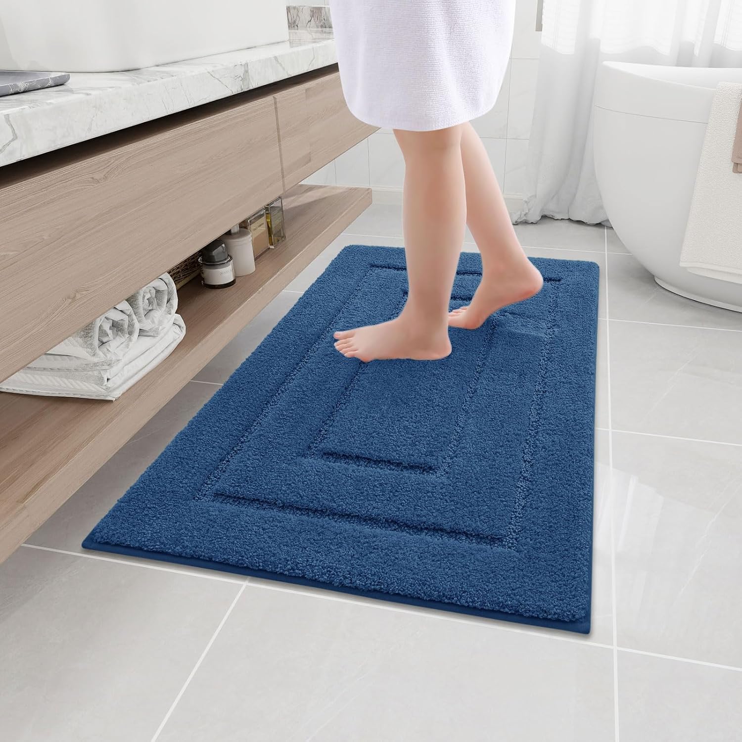 Buganda Tapetes de baño, de 36 x 24 pulgadas, de microfibra suave y absorbente, antideslizantes, peludos, lavables a máquina, para el suelo del