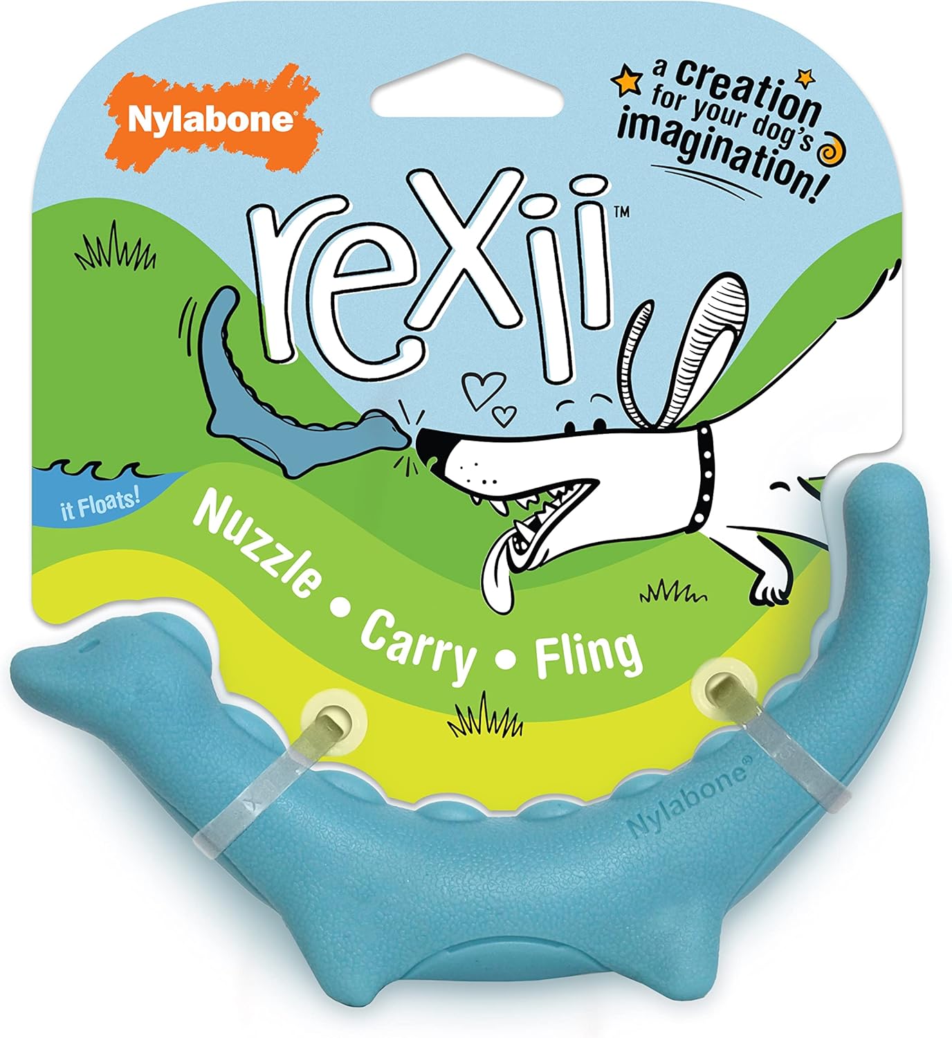 Nylabone Rexii – Juguete interactivo para perros pequeños – Juguete ligero y flexible para perros para juego creativo y ejercicio para perros