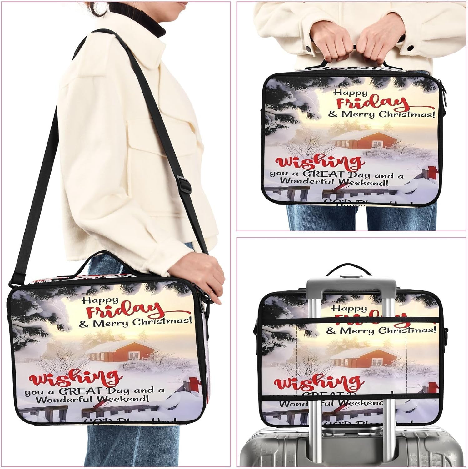 Bolsas de cosméticos de nieve blanca para mujer, bolsa de belleza de viaje de viaje, bolsa de maquillaje grande con cremallera, neceser de viaje