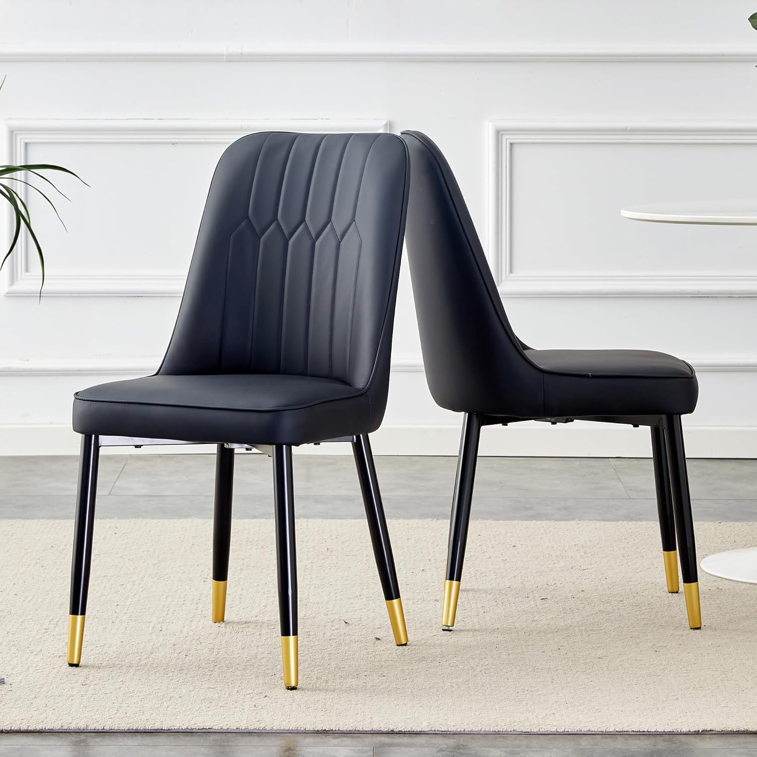 SSLine Sillas de comedor de piel sintética, sillas de comedor tapizadas, modernas de mediados de siglo, sillas de comedor de cocina sin brazos,