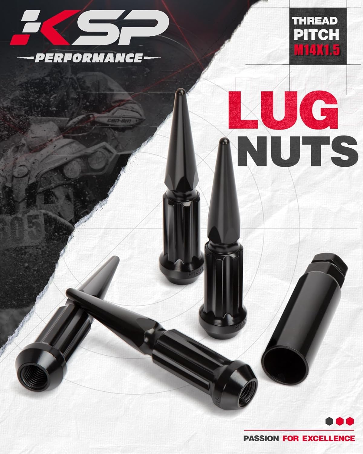 KSP – Tuercas grandes con pinchos de 14 x 1.5 pulgadas, 24 tuercas de dos piezas compatibles con Chevy GMC Jeep Dodge 6 Lug Heavy Duty Off-Road