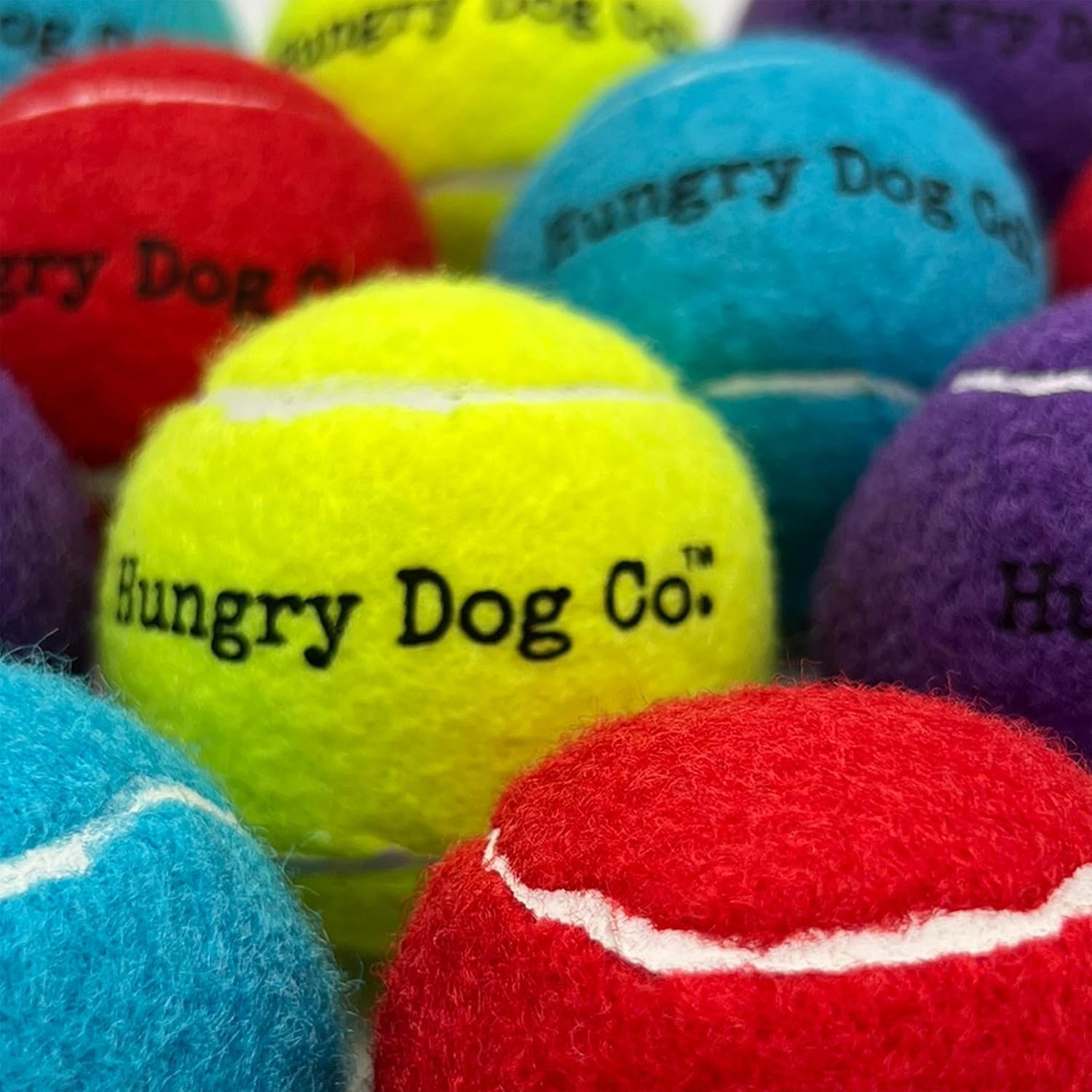 Hungry Dog Co. – Paquete de 12 pelotas de tenis para perros de alta calidad de 2.5 pulgadas – Juguetes seguros para perros para ejercicio y