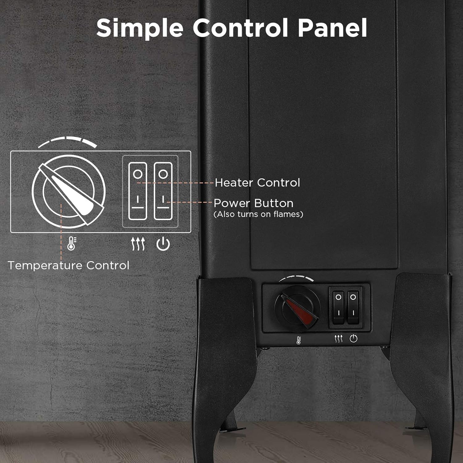 TURBRO Suburbs TS17 – Chimenea eléctrica compacta, calentador de 18 pulgadas con llama realista, certificado CSA, protección de seguridad contra