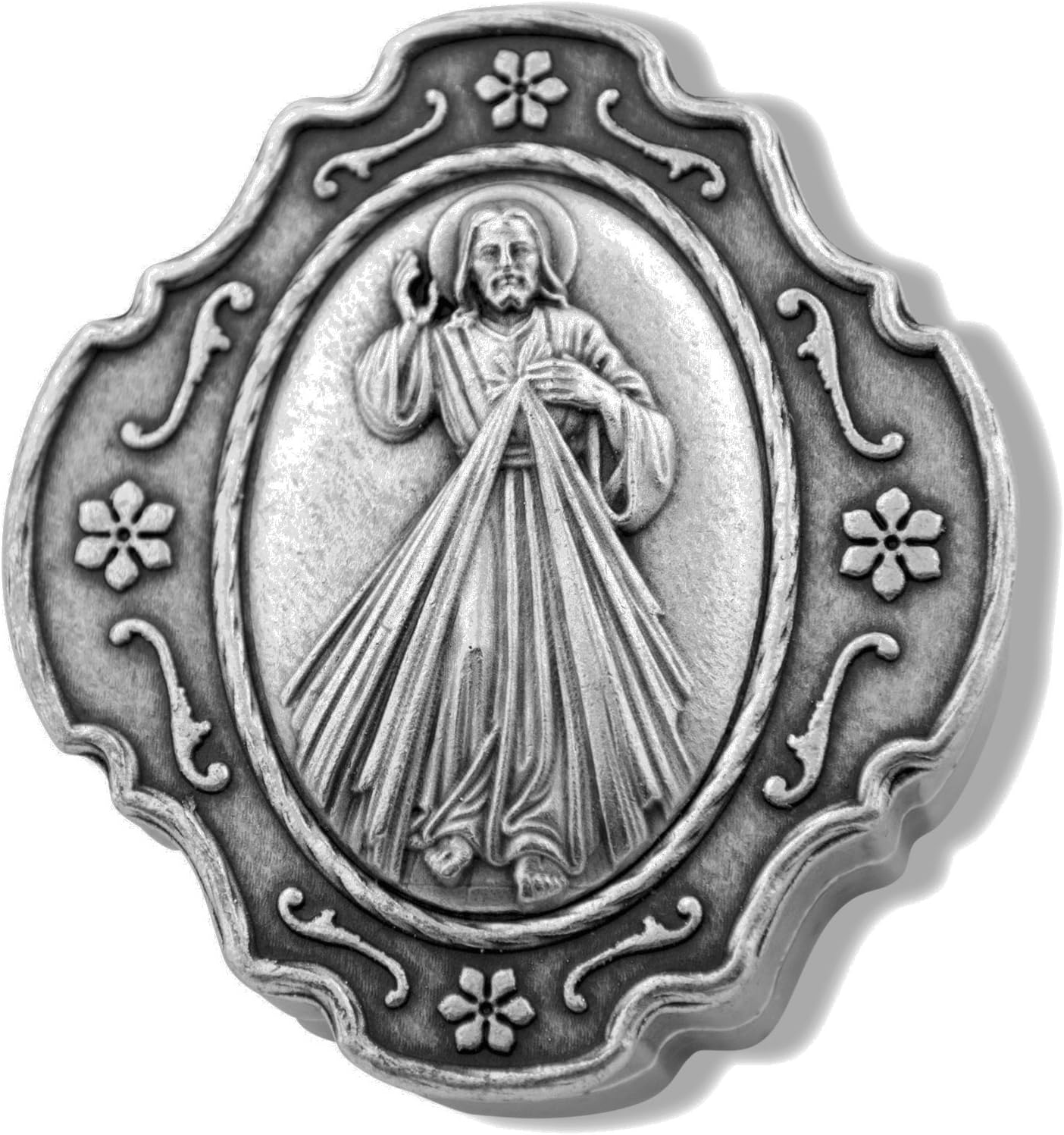 Set de regalo de rosario católico para primera comunión o confirmación (Llanura Divina de la Misericordia), Metal Plástico Esmalte