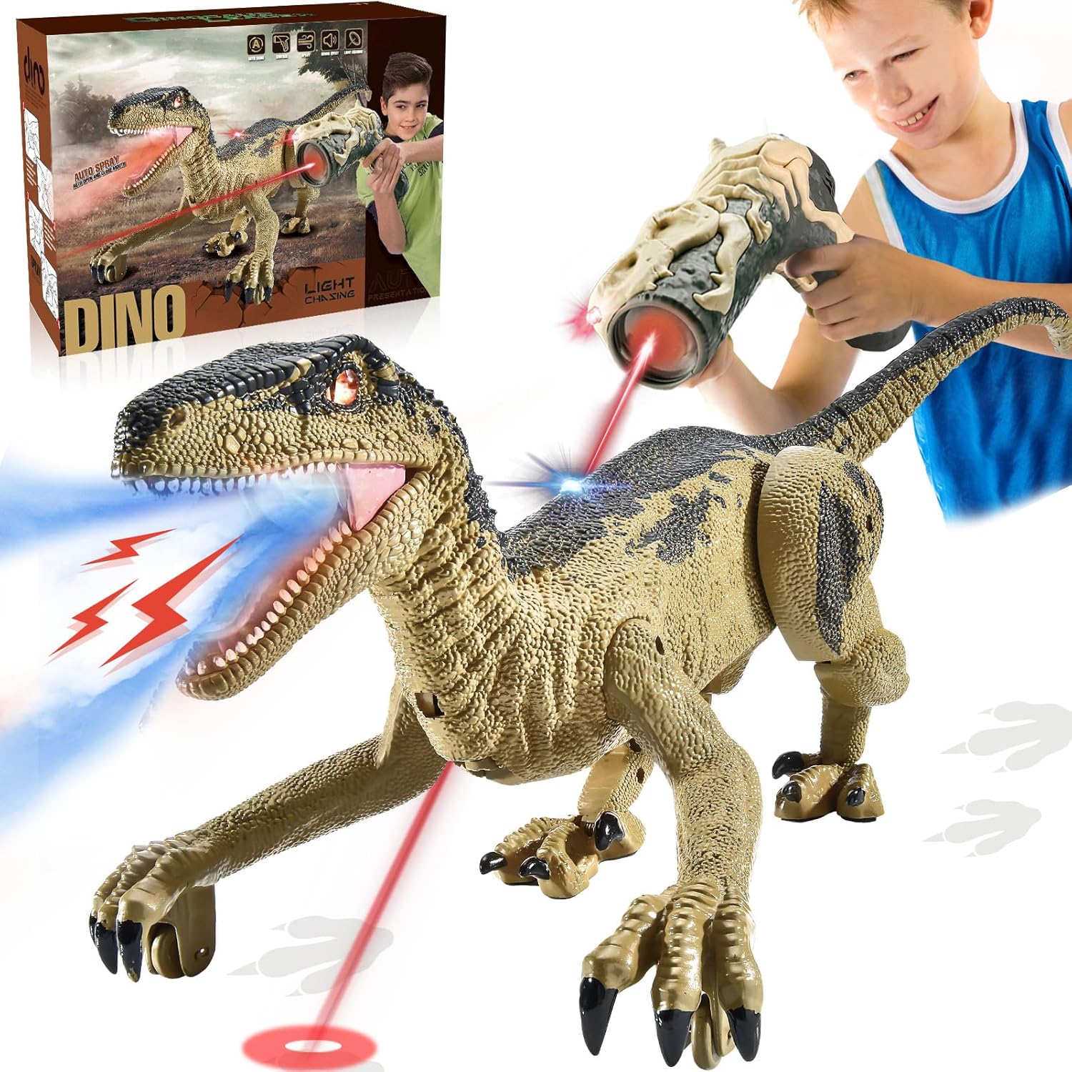 Juguetes de dinosaurio a control remoto para niños de 3, 4, 5, 6, 7, 8 años, dinosaurios para niños de 4 a 7 años, juguete de control remoto de