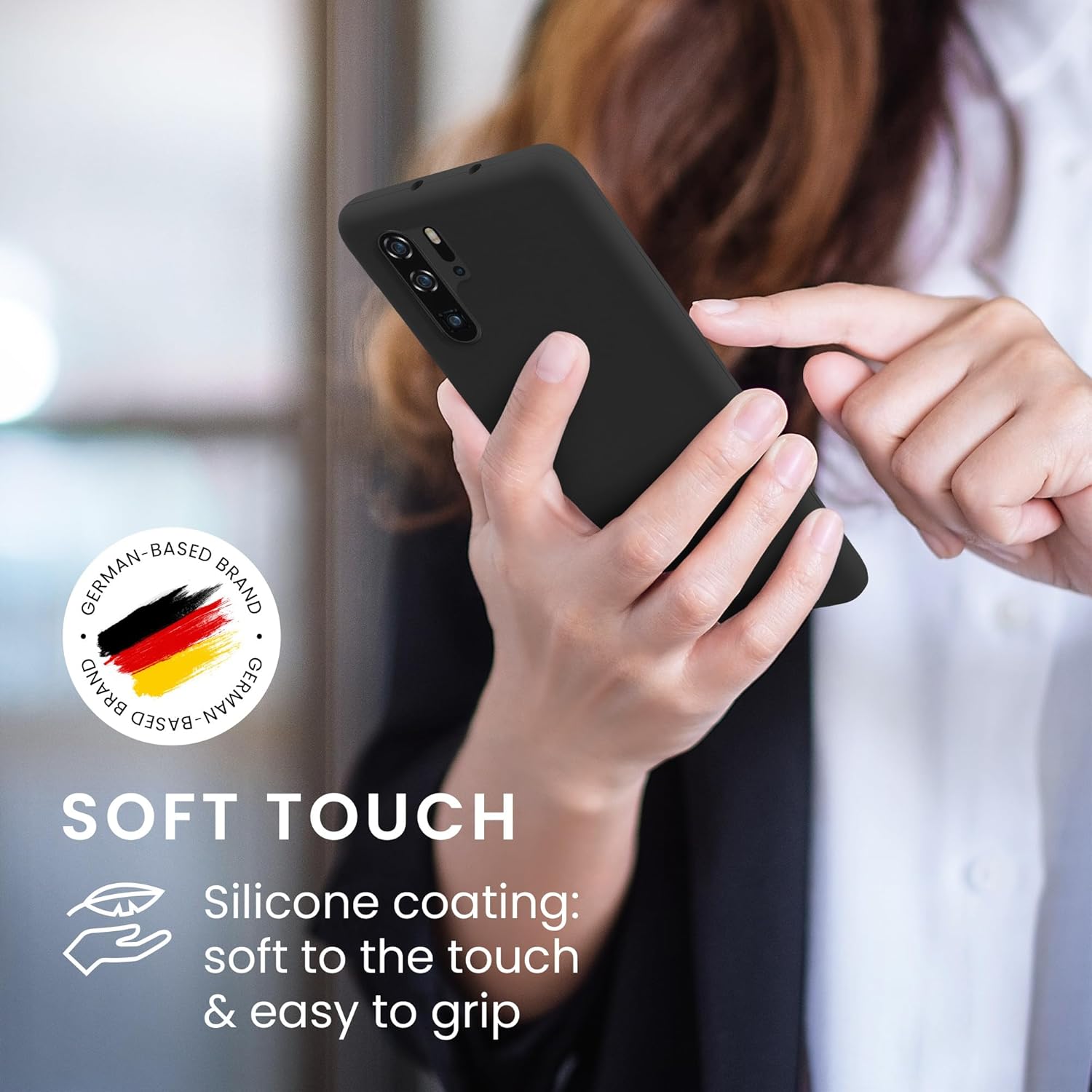 kwmobile Funda compatible con Huawei P30 Pro – Funda de silicona TPU con acabado suave – Negro mate