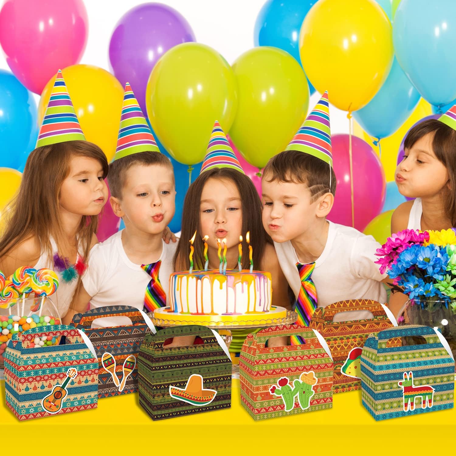 12 unidades de recuerdos de fiesta mexicana, cajas de suministros de fiesta de cactus, suministros de fiesta temática mexicana, decoraciones de