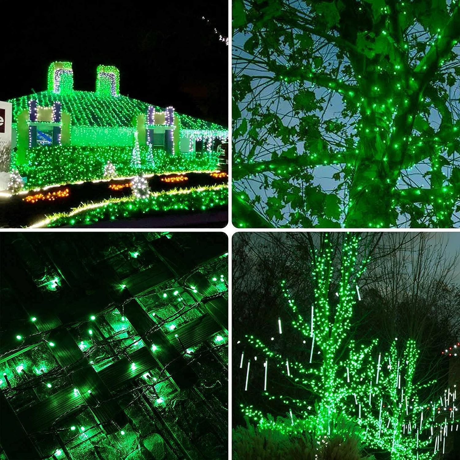 Tira de luces extralargas de 95 pies de 240 luces LED de alambre verde para exterioresinteriores, luces de árbol de Navidad con 8 modos, tira de