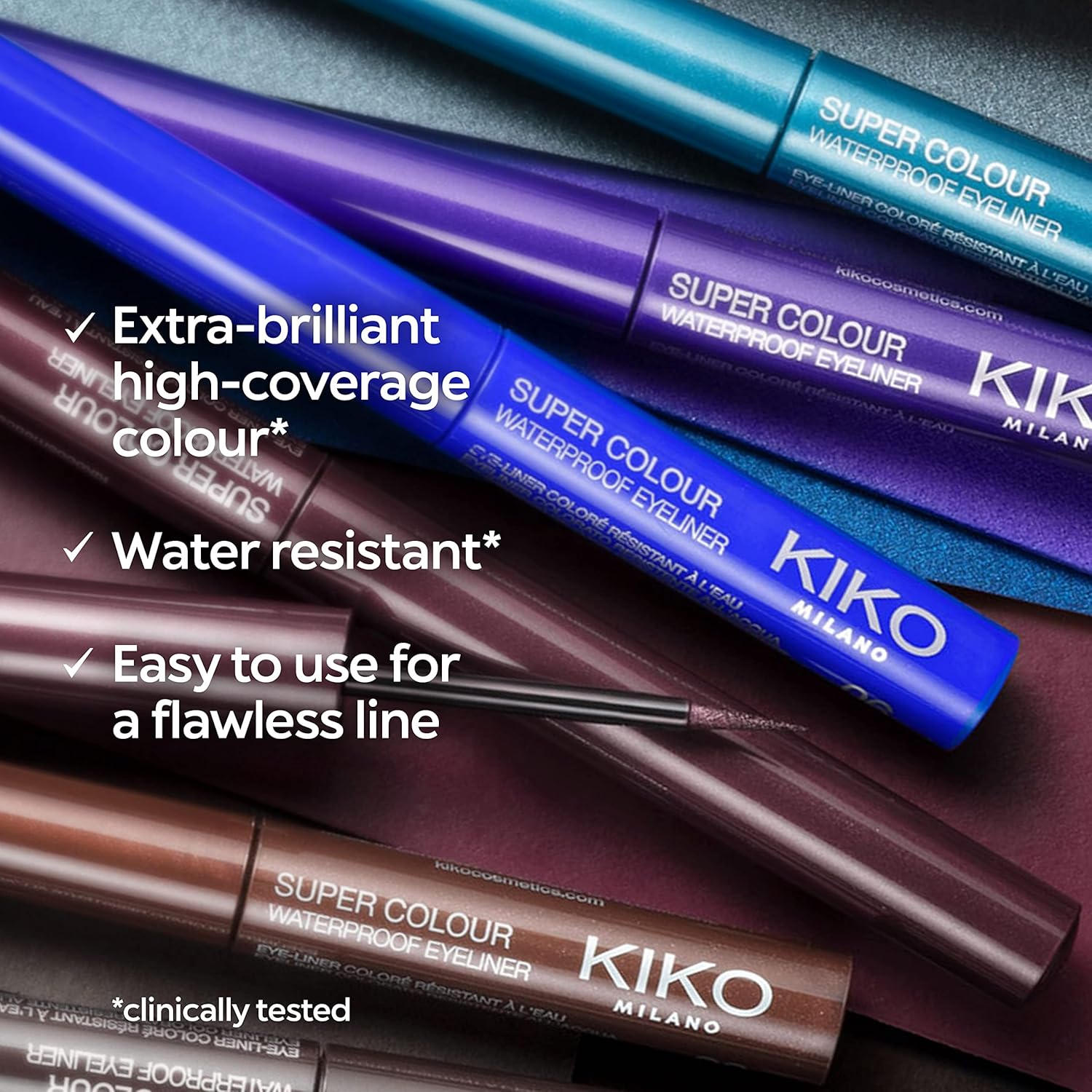 Kiko Milano New Super Colour Waterproof Eyeliner 08  Delineador líquido colorido resistente al agua de alta cobertura