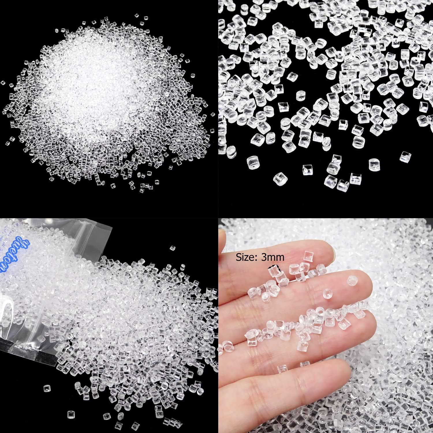 yueton Cubos de hielo de plástico transparente en miniatura de 0.118in para casa de muñecas, cubitos de hielo falsos, accesorios de bebidas de