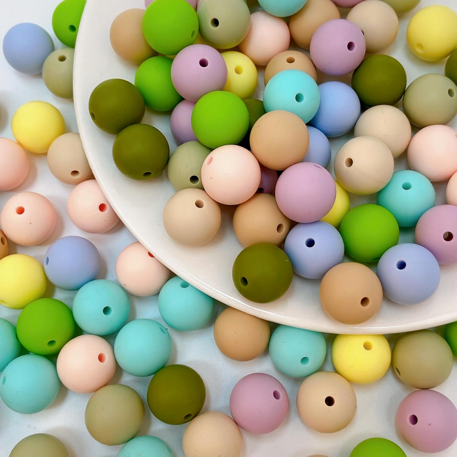 100 cuentas redondas de silicona de 0.59 pulgadas, cuentas de manualidades para llavero, pulseras, collares, joyería, juego de 10 colores (shense)