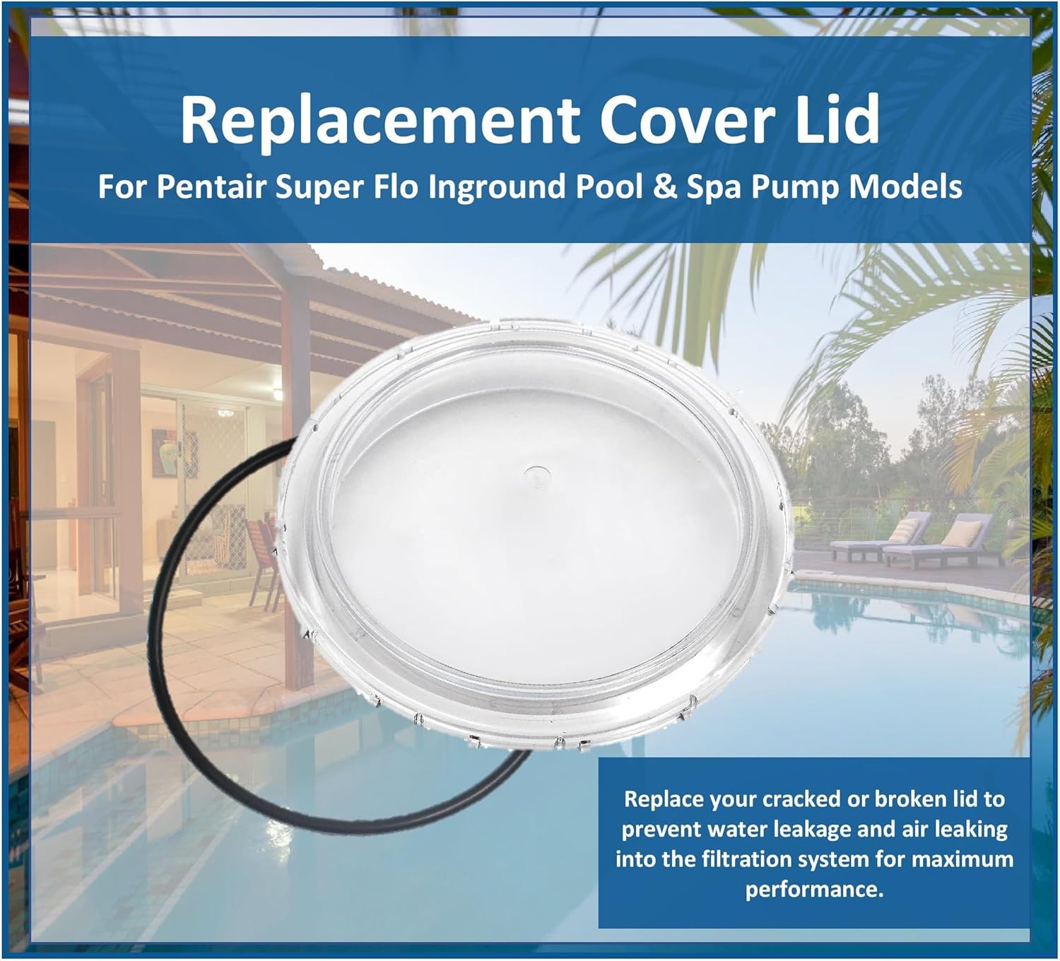 JSP Manufacturing Tapa de repuesto para bomba de piscina SuperFlo VS & VST, SuperFlo Doe, Sta-Rite SuperMax VS Bomba de piscinaspa enterrada