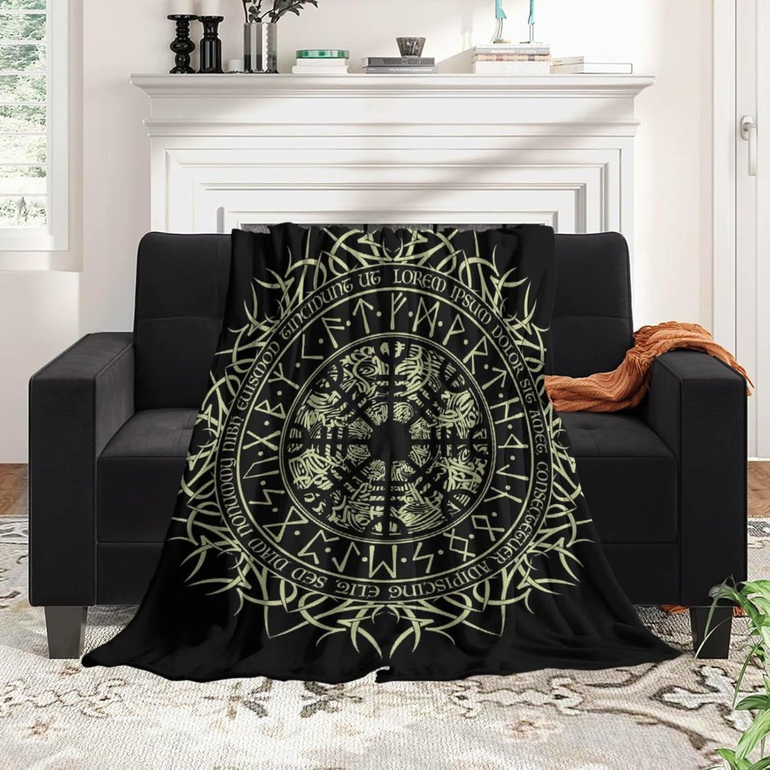 Acogedora manta de forro polar de franela para sofá cama, compatible con brújula rúnica de vegvisir nórdico, manta ligera y mullida, manta