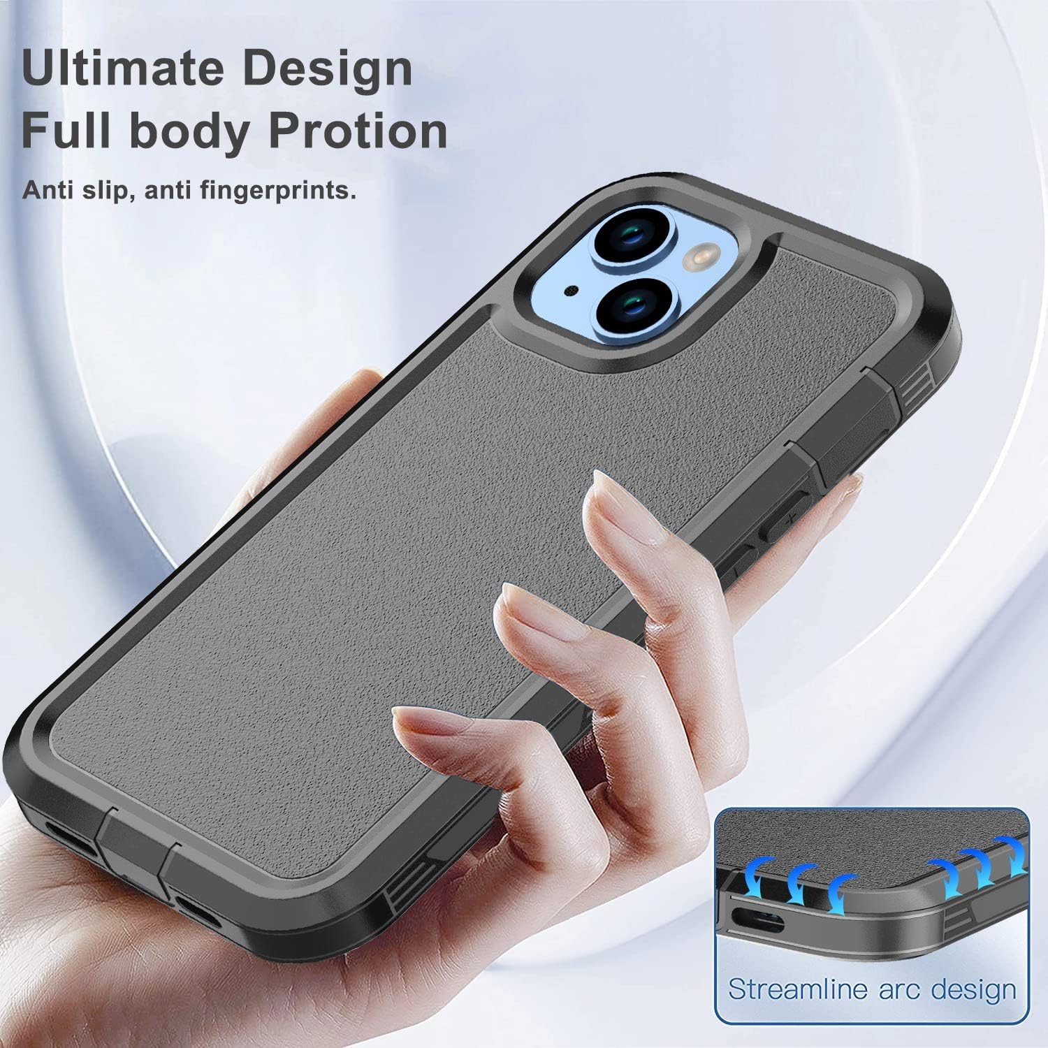 Diseño para iPhone 14 Caso, a prueba de golpes Funda de teléfono para iPhone 14 6.1 pulgadas (negro)