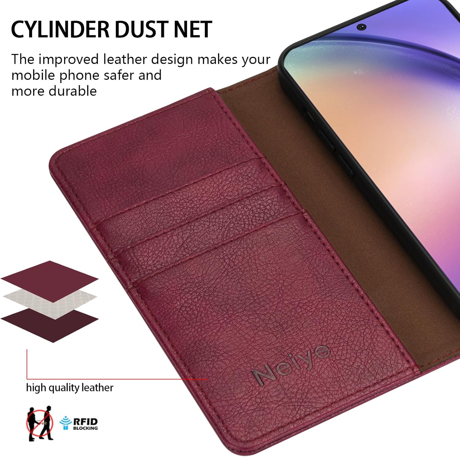 Funda tipo cartera para Samsung Galaxy A54 con bloqueo RFID, soporte de ranura para tarjetas, funda protectora de cuero para Samsung Galaxy A54 (6.4