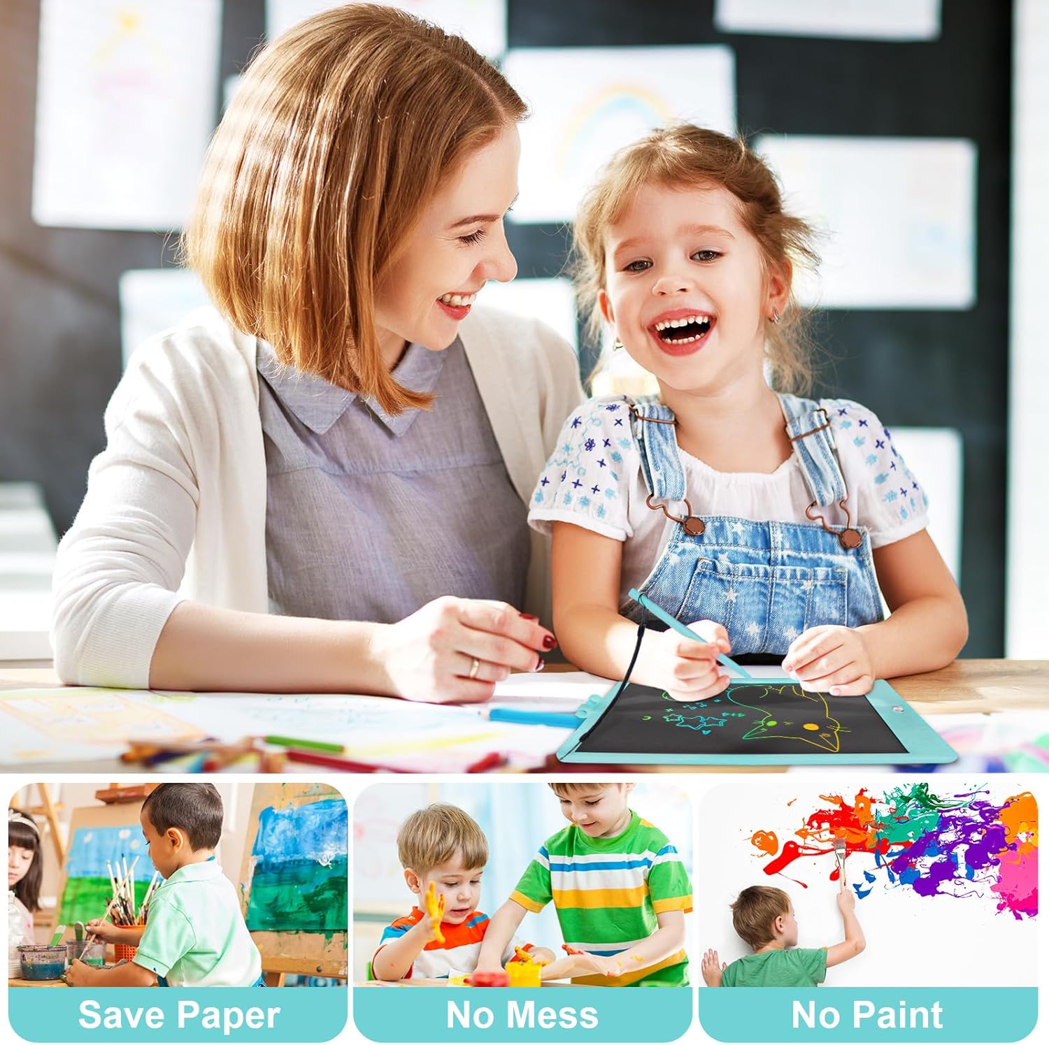 Tableta de escritura LCD para niños, tableta de dibujo electrónica borrable, tablero de graffiti Coloful infantil de 10 pulgadas, aprendizaje