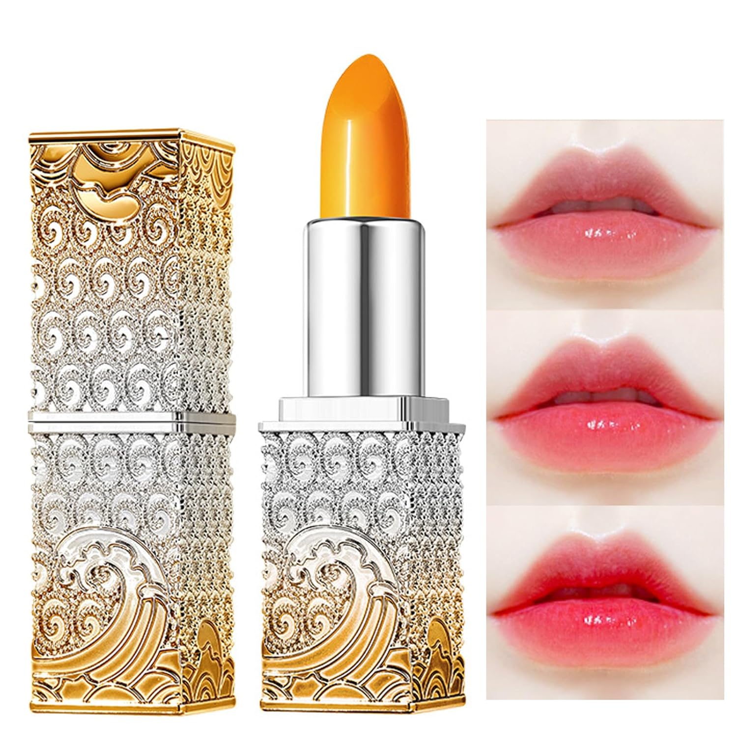 Domality Lápiz labial mágico con cambio de color de temperatura con paquete en relieve, hidratante de larga duración, bálsamo labial nutritivo de
