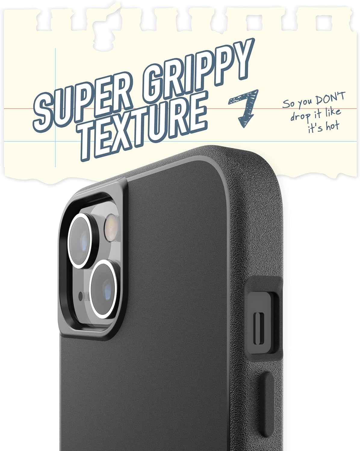 Smartish – Funda delgada para iPhone 13, Gripmunk, ligera + protectora, funda de agarre fina, color negro