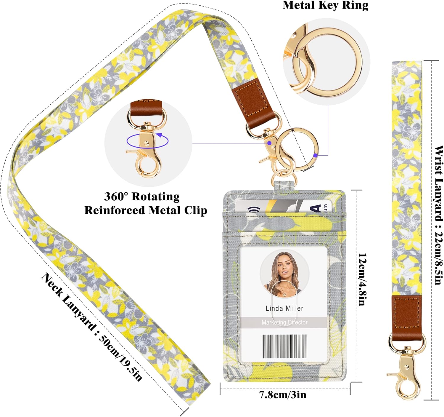 Azrra Soporte para tarjetas de identificación con cordones, soporte para tarjetas de identificación con 1 ventana de identificación transparente, 4