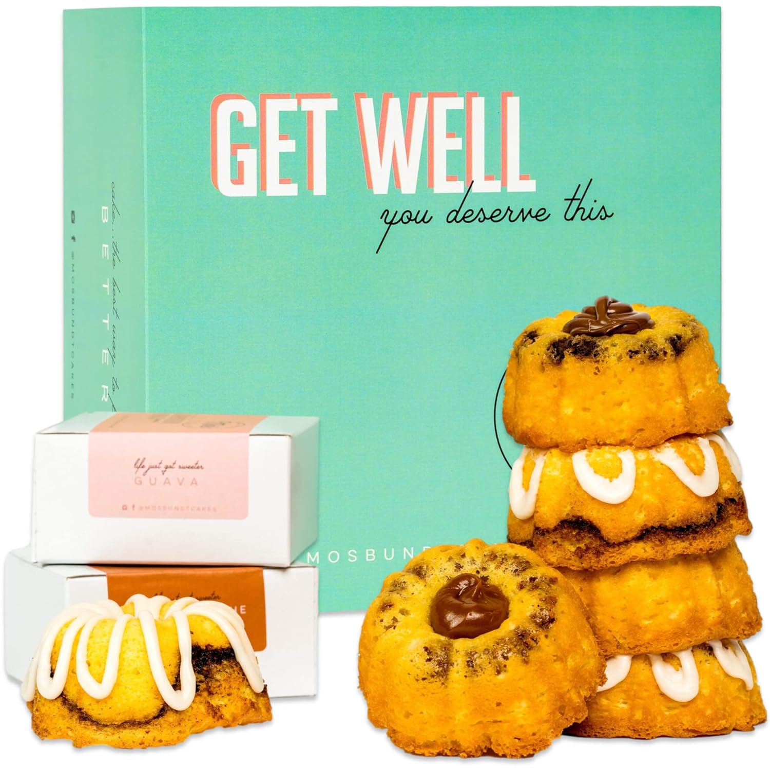 Mo’s – Caja mixta  Regalos únicos de Get Well Soon para mujeres, hombres y niños  Fresh Mo’s Bundt Cakes en una hermosa caja de regalo Get Well