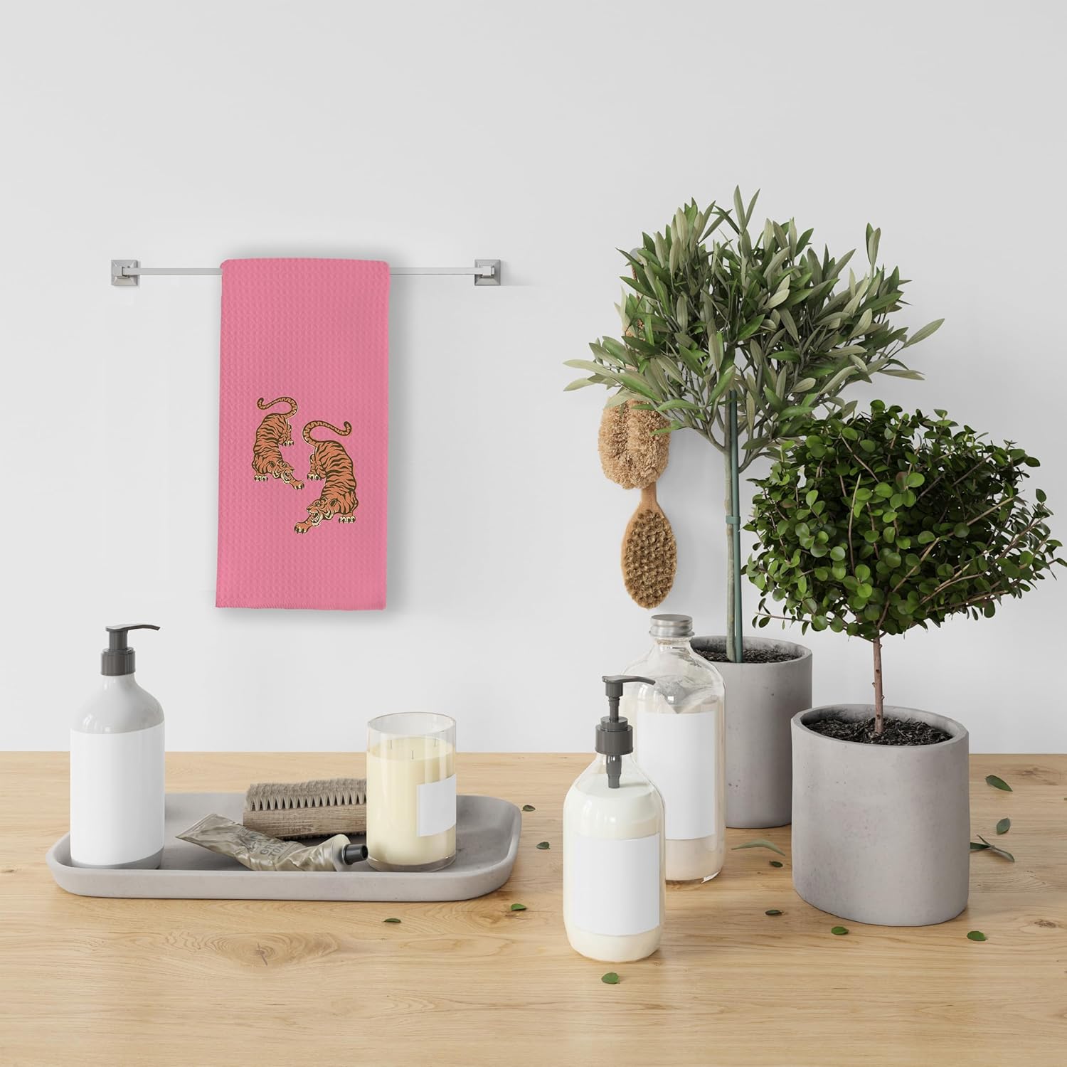 Toallas de cocina rosas, toallas de mano decorativas rosas para baño, toalla de mano rosa leopardo, toalla de mano decorativa rosa, toalla de cocina