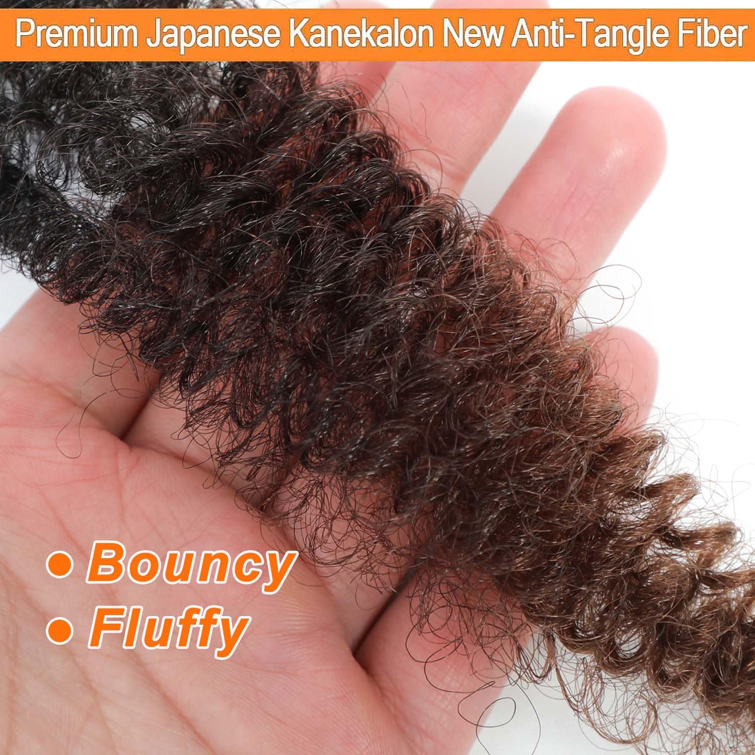 Cabello afro Twist marrón oscuro de 16 pulgadas, 3 paquetes de cabello afro trenzado T30 preesponjado, cabello afro Twist para rizos suaves (16