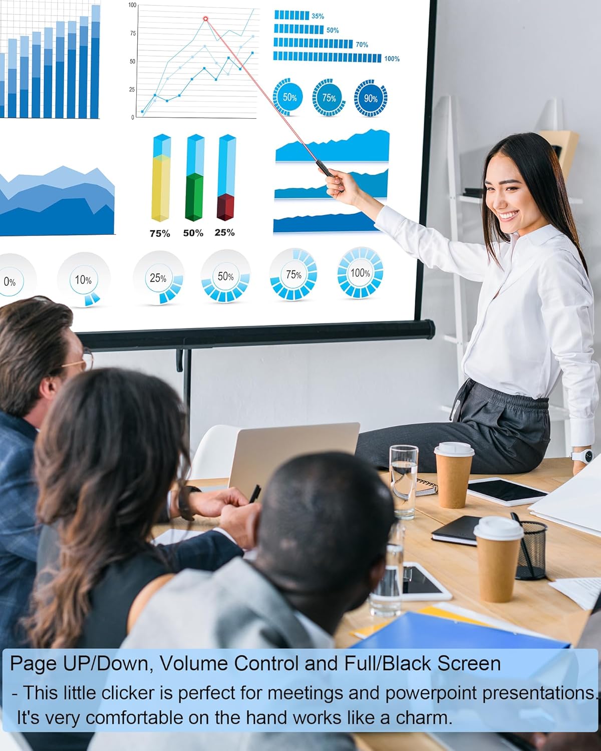 Clicker de presentación remota de PowerPoint – Clicker de presentador inalámbrico con puntero y USB – PPT Slide Advancer