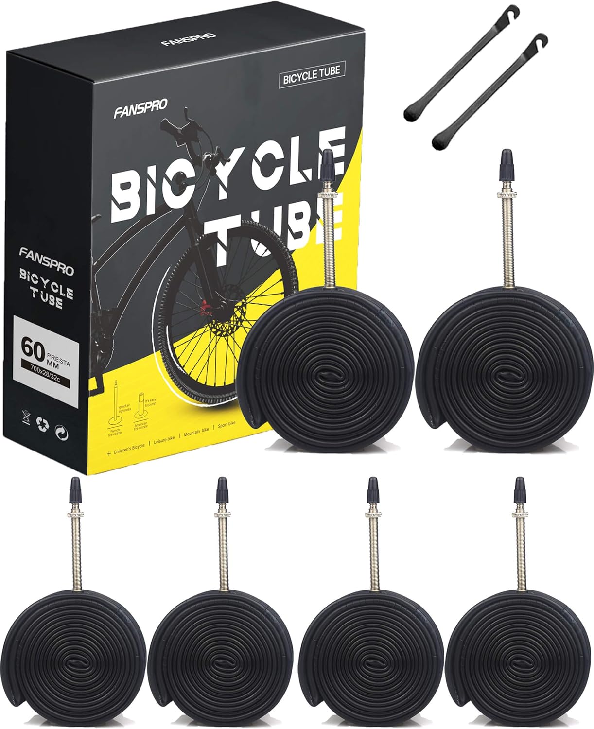 700 tubos interiores de bicicleta de carretera 28-32c, válvula Presta de 2.362 in, tubo interior de butilo de calidad premium, paquete de 6 con 2