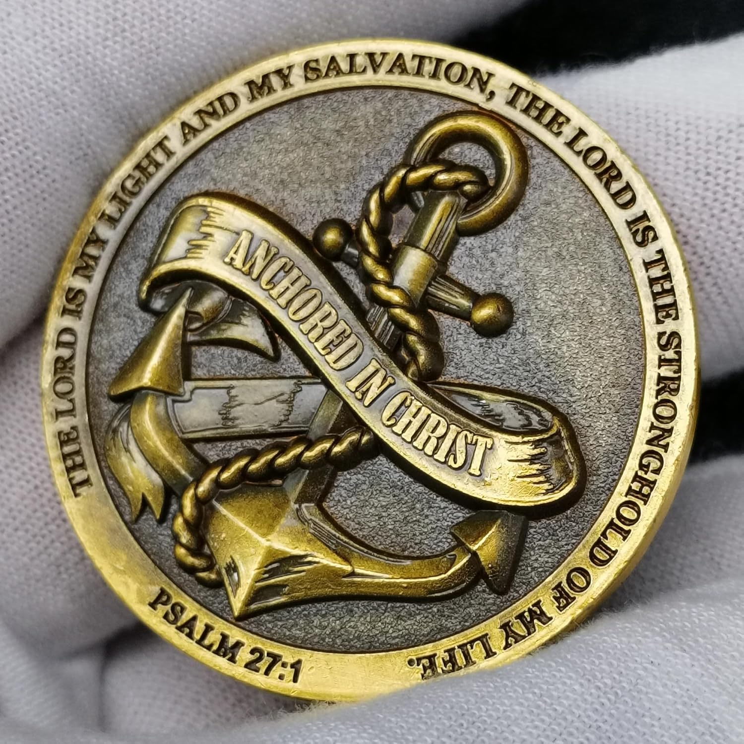 Moneda de desafío anclada en Cristo, símbolo de fe y fuerza, ficha de abrazo de bolsillo cristiana (paquete de 3)