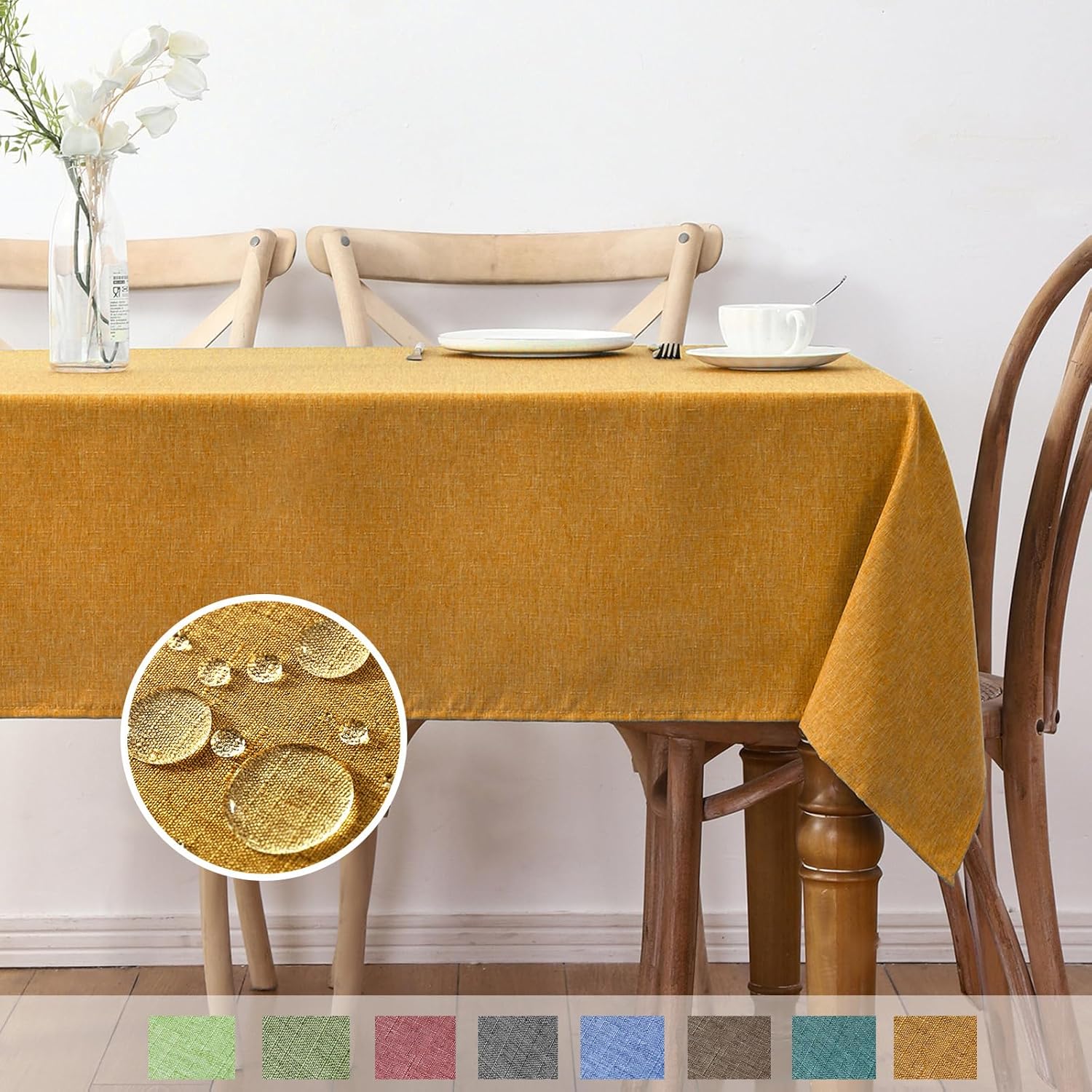 Mantel rectangular de tela texturizada de 52 x 70 pulgadas, mantel impermeable de otoño, mantel de poliéster sin arrugas, mantel de cocina y