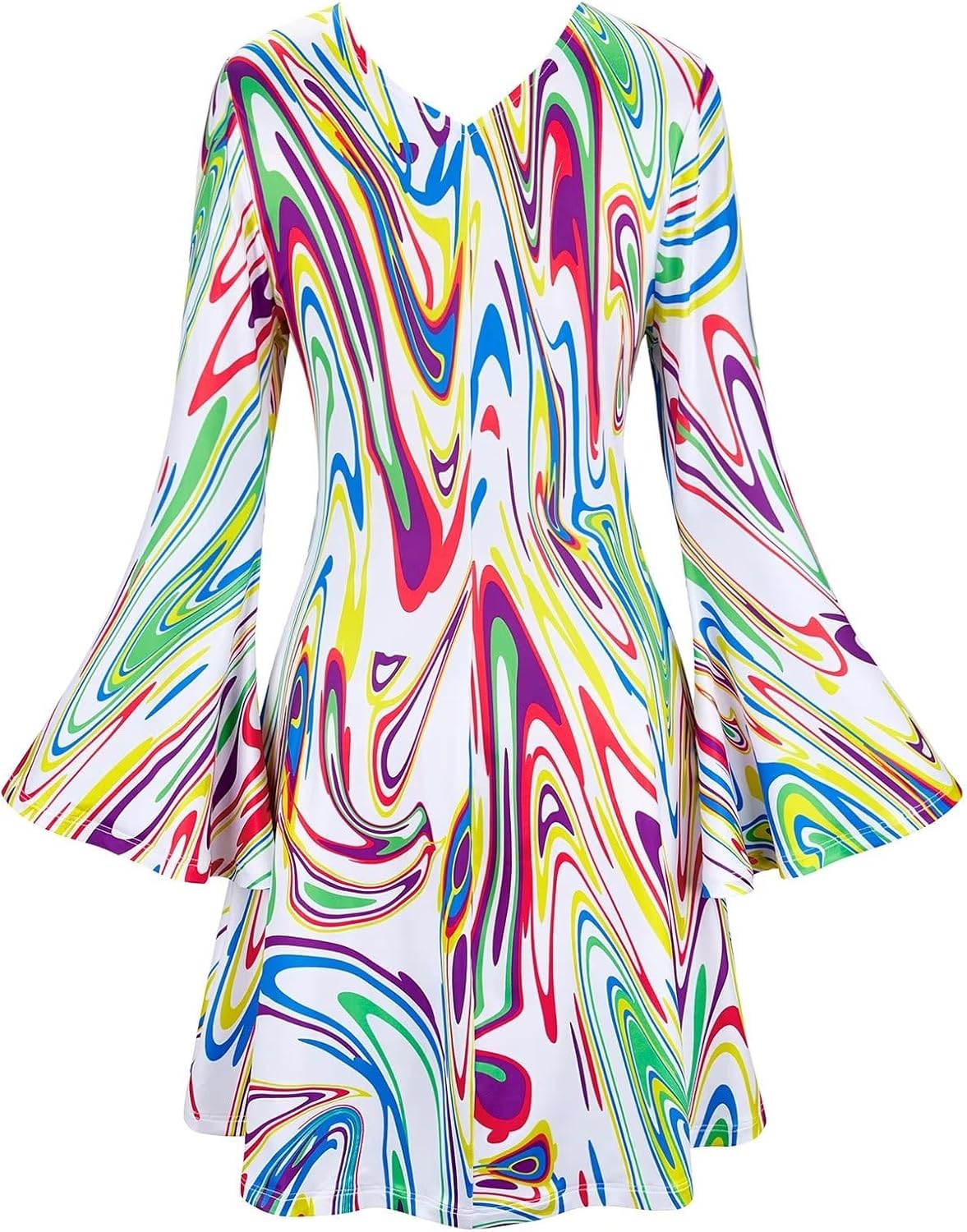 Jutrisujo Traje de discoteca para mujer, disfraz hippie de los años 70, vestido de discoteca para mujer, ropa de cosplay de Halloween, talla grande