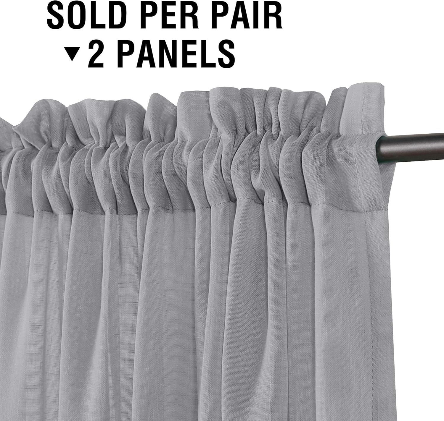 H.VERSAILTEX – Cortinas de mezcla de lino natural semitransparentes, con bolsillo para cortinero, filtrado de luz, 2 paneles, para sala de estar,