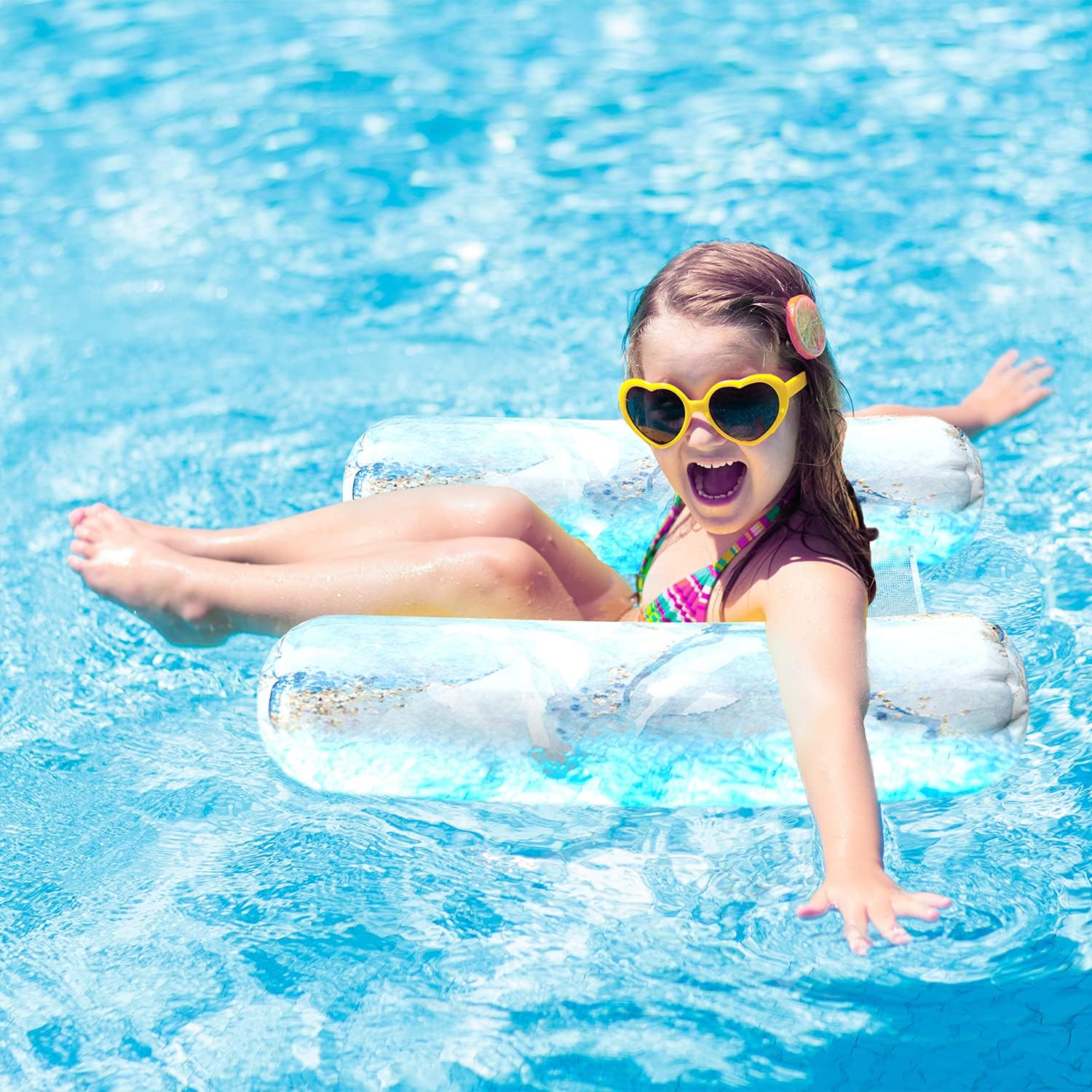Paquete de 3 Flotadores inflables de alta calidad para piscina  Hamaca de natación para adultos con asiento inferior de malla (paquete a granel) por