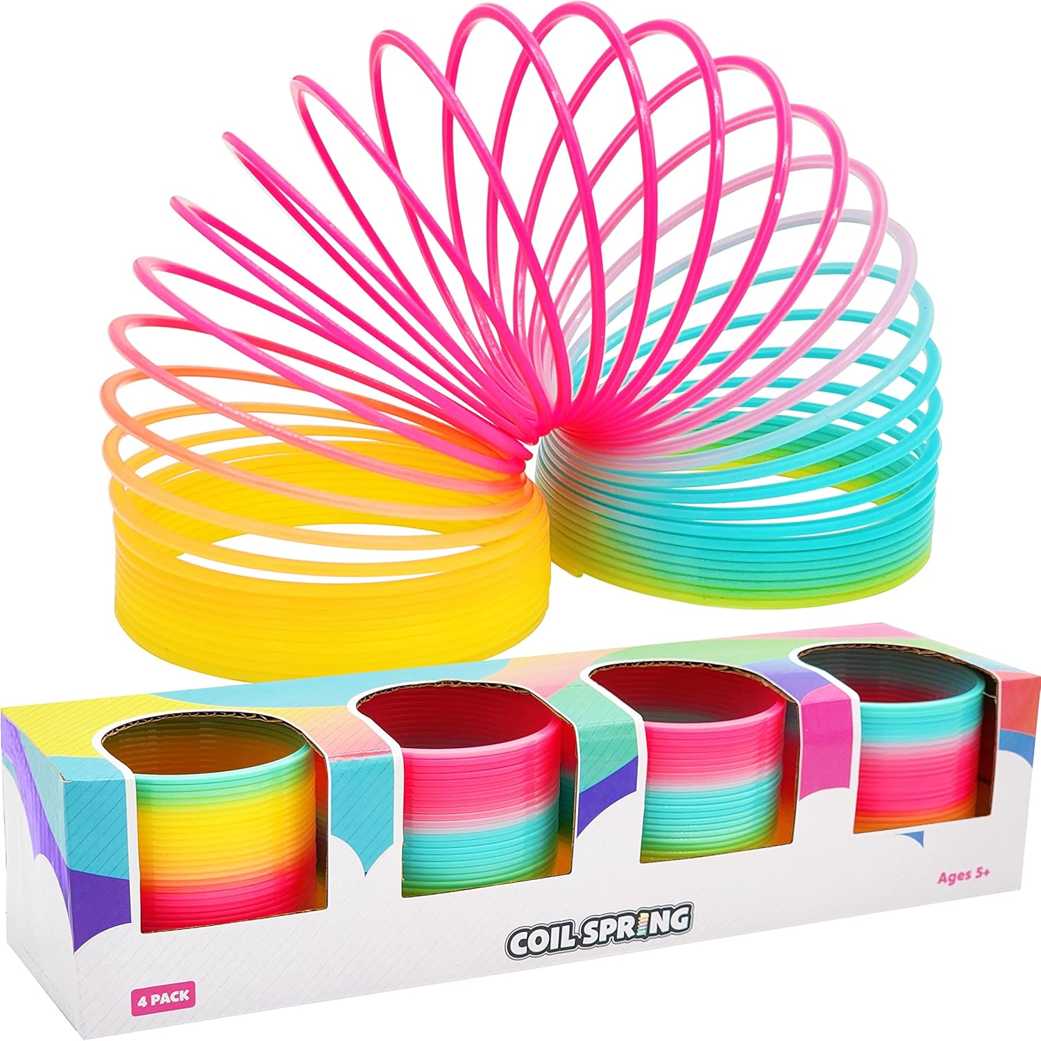 The Dreidel Company Muelle helicoidal multicolor de plástico, rellenos de bolsas de golosinas, recuerdo de fiesta para niños, 3 pulgadas (3.150 in)