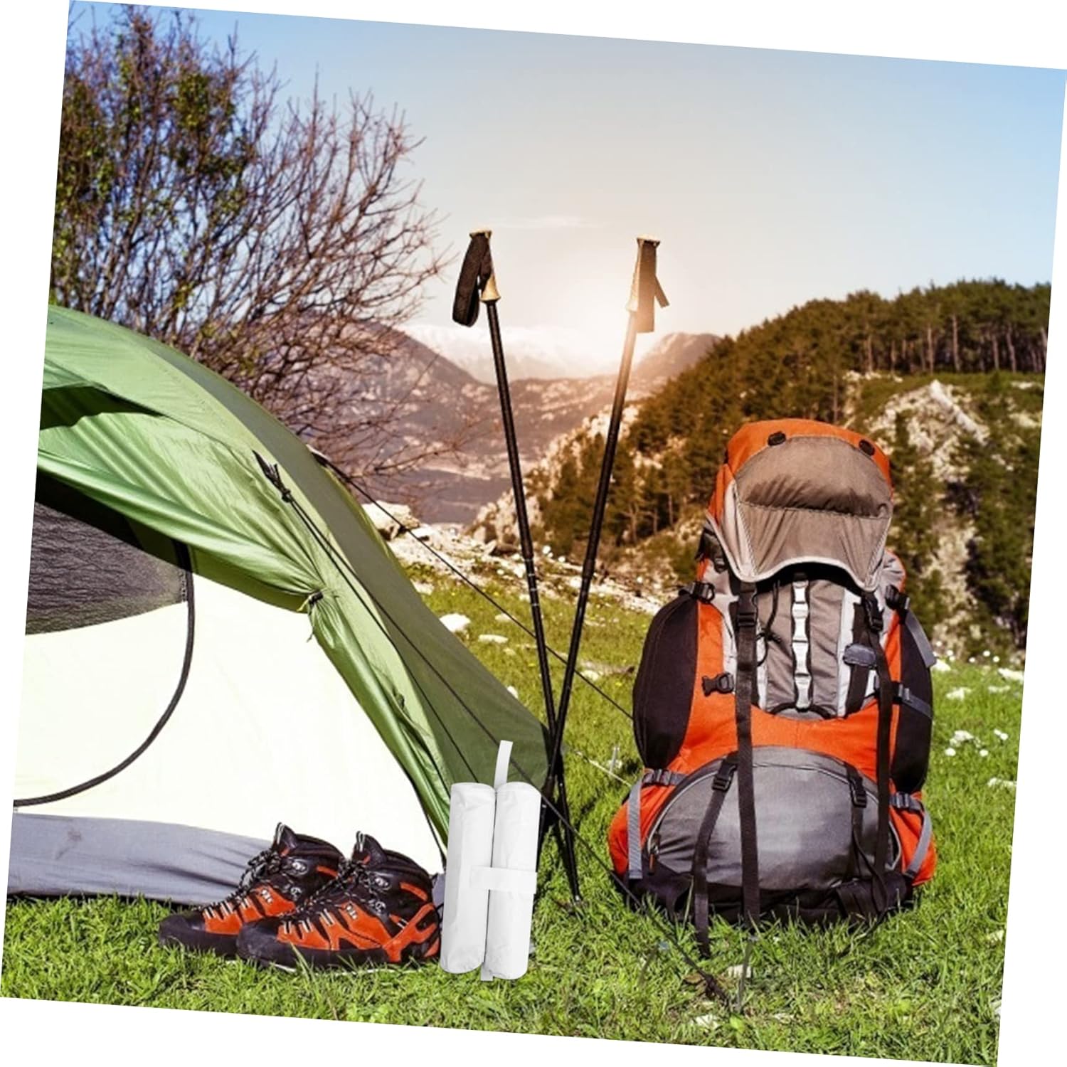 Bolsas de arena para toldo, 4 unidades, color blanco, resistente, resistente al viento, toldo para exteriores, toldo, pesos, marco de soporte,