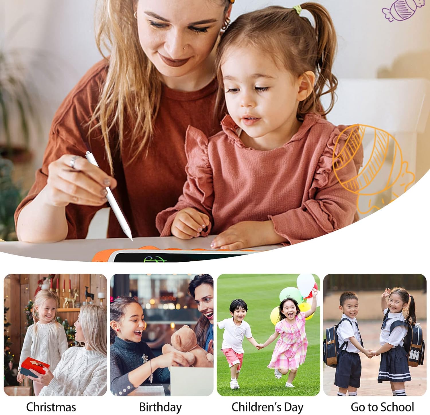 Tableta de escritura LCD para niños, tablero de dibujo para niñas y niños de 2 a 6 años de edad de 12.5 pulgadas, para educación, juegos, tableta,